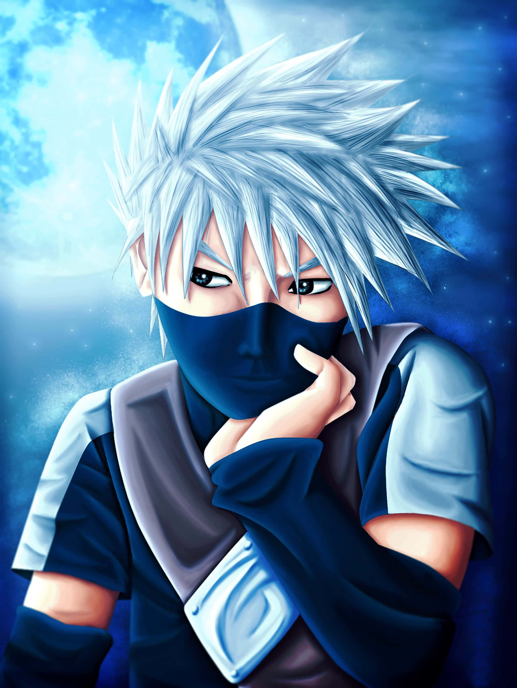 Kakashi Hatake, kid, blue mask, 2K Phone Wallpaper