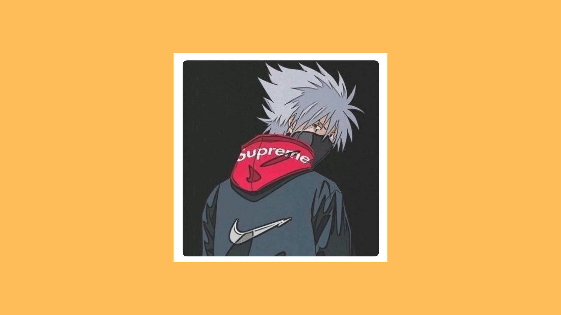 Kakashi Hatake, spiky silver hair, red Supreme scarf, Full HD Desktop Wallpaper