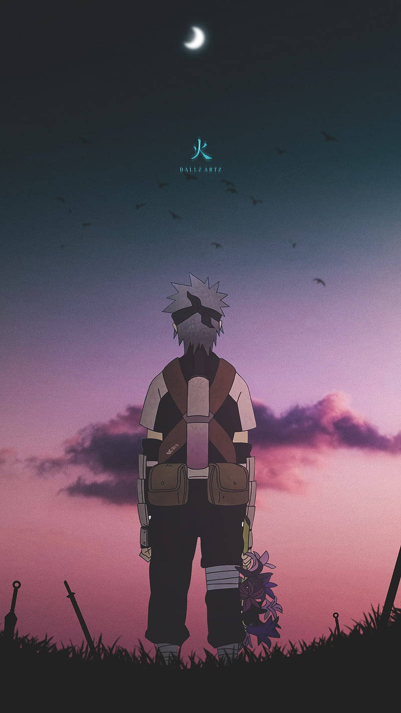 Kakashi Hatake, twilight sky, crescent moon, HD Phone Wallpaper