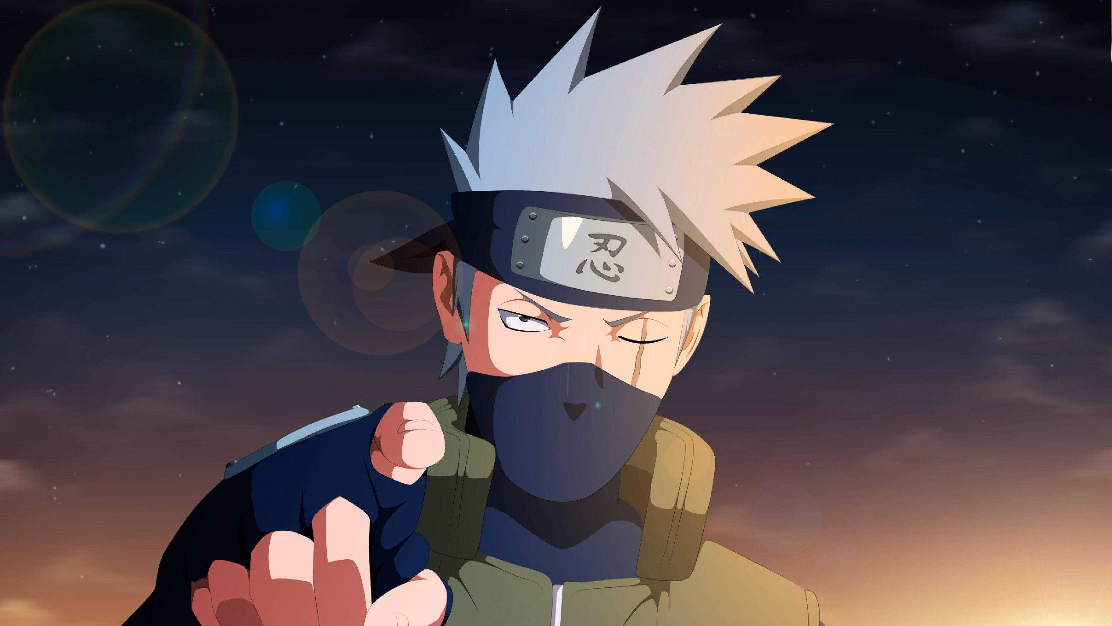 Kakashi, anime ninja, spiky white hair, 4K Desktop Wallpaper