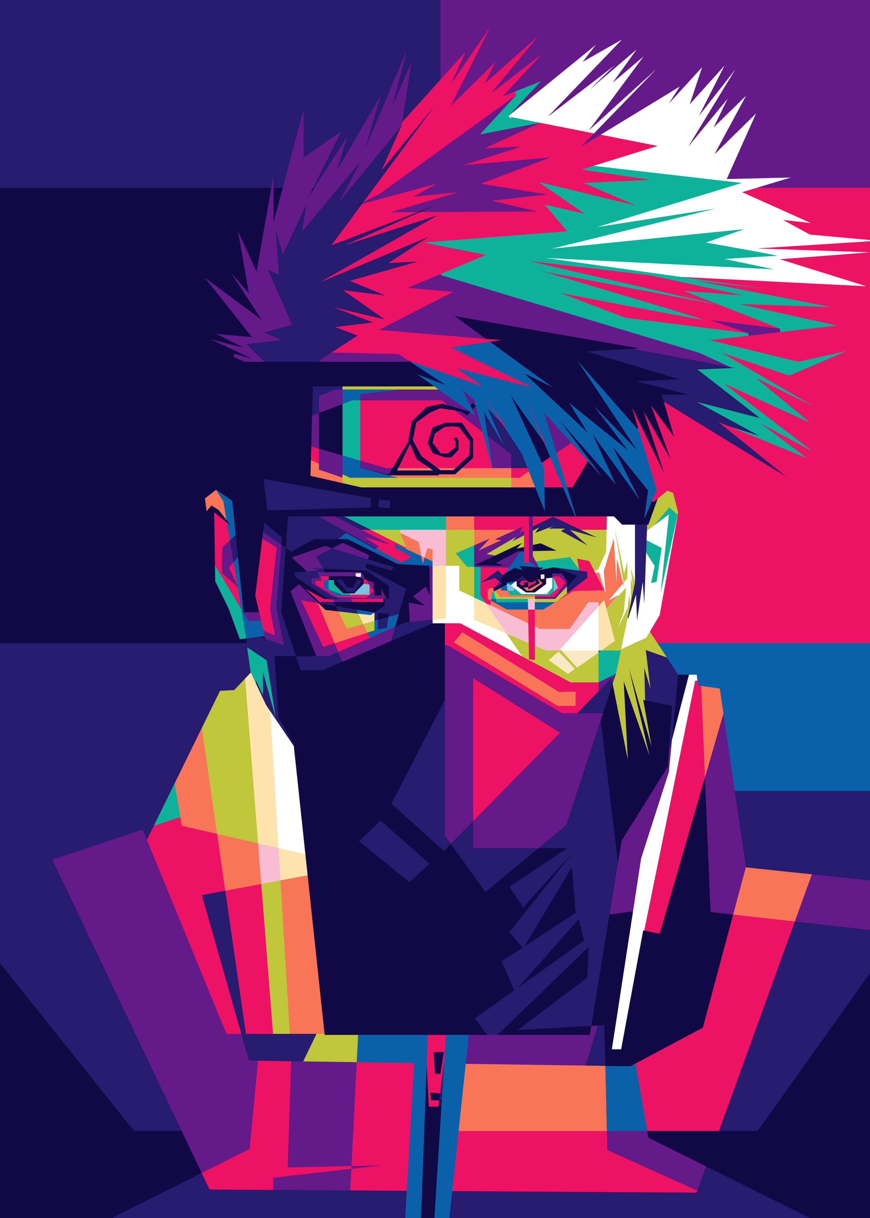 Kakashi, spiky multicolored hair, mask, 4K Phone Wallpaper