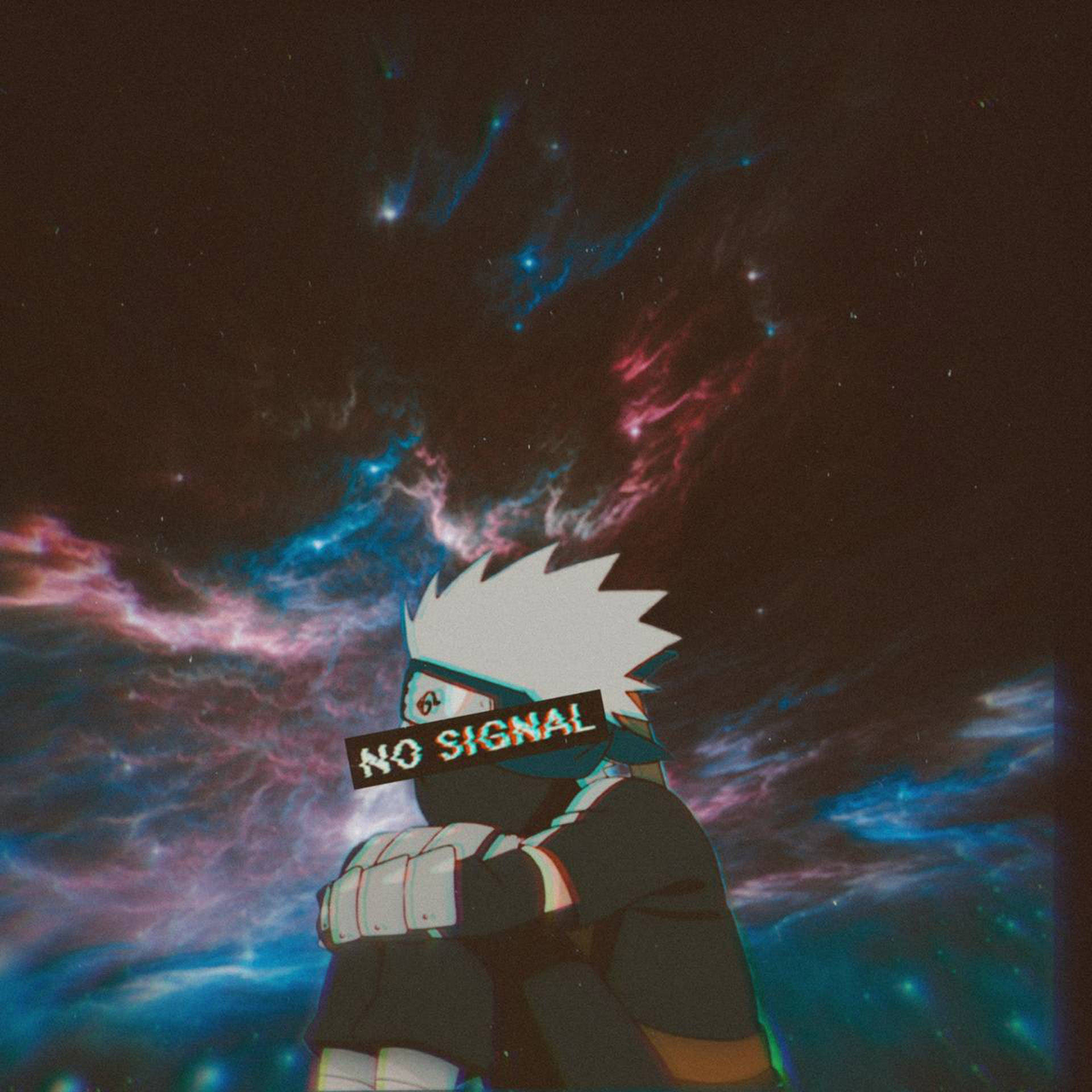 Kakashi, cosmic nebula, glowing blue and pink clouds, Full HD Desktop Wallpaper