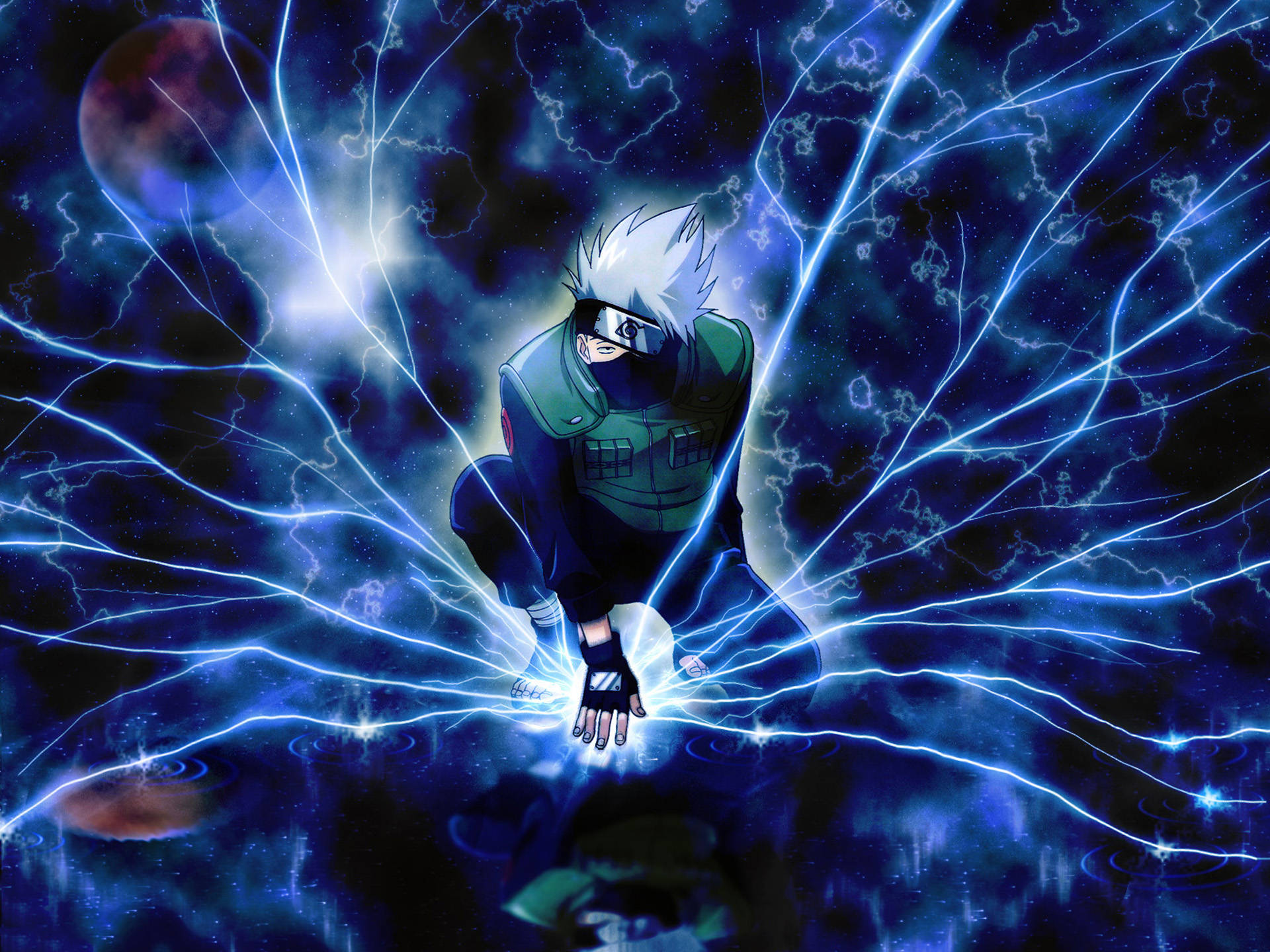 Kakashi, lightning art, blue lightning energy, Full HD Desktop Wallpaper