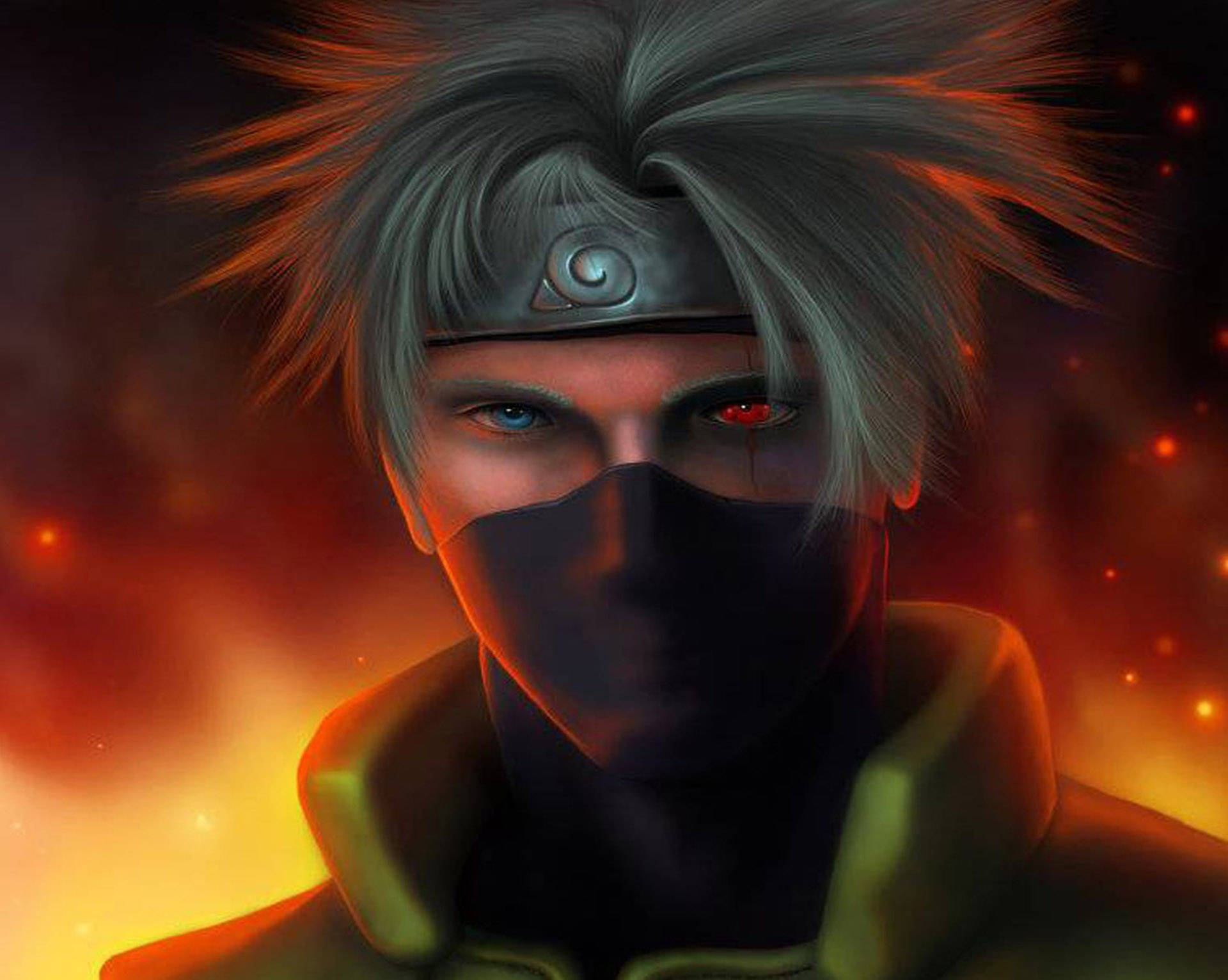 Kakashi, masked anime ninja, mismatched eyes, Full HD Desktop Wallpaper