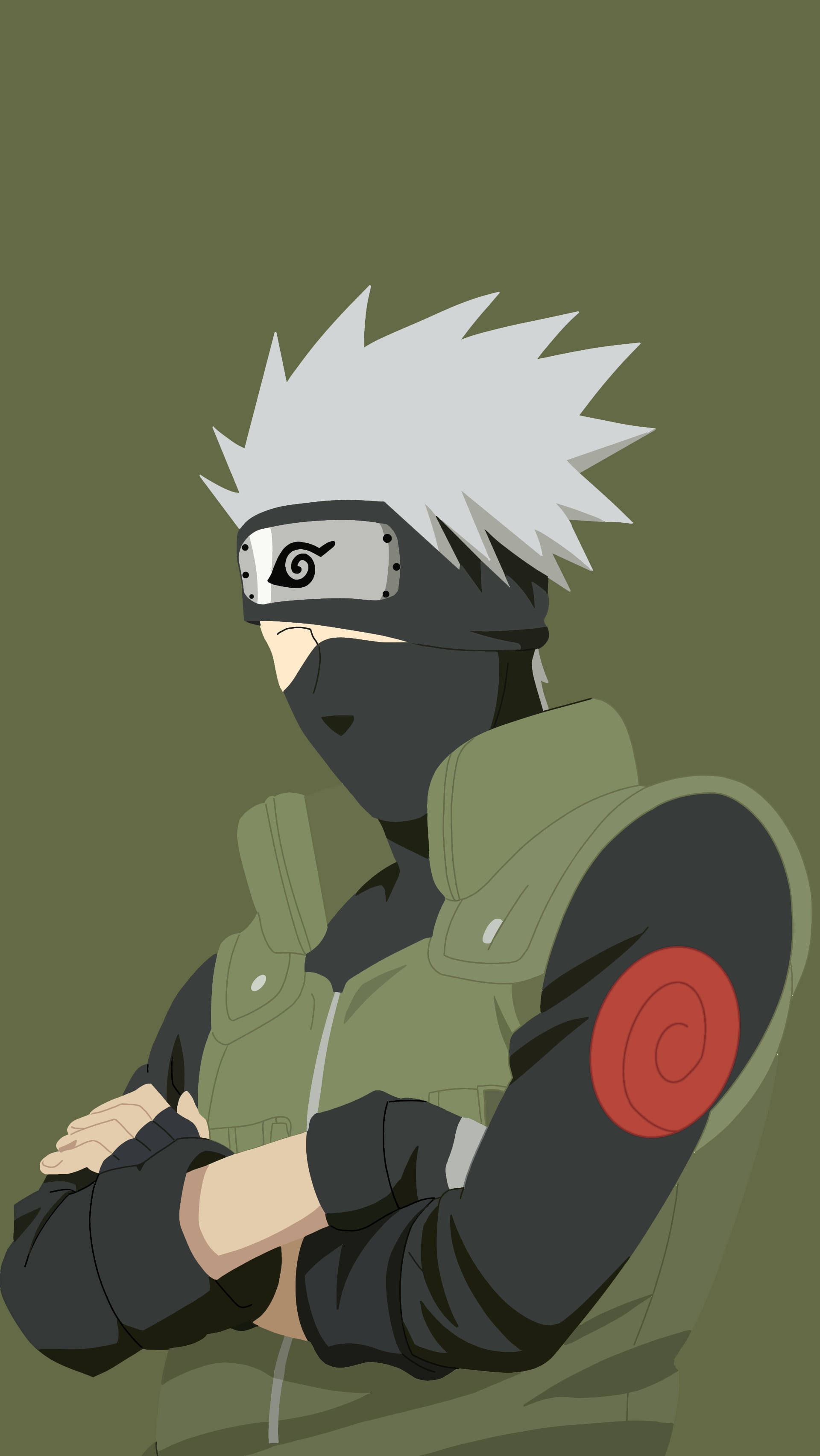minimalist kakashi pfp, spiky white hair, mask, 2K Phone Wallpaper
