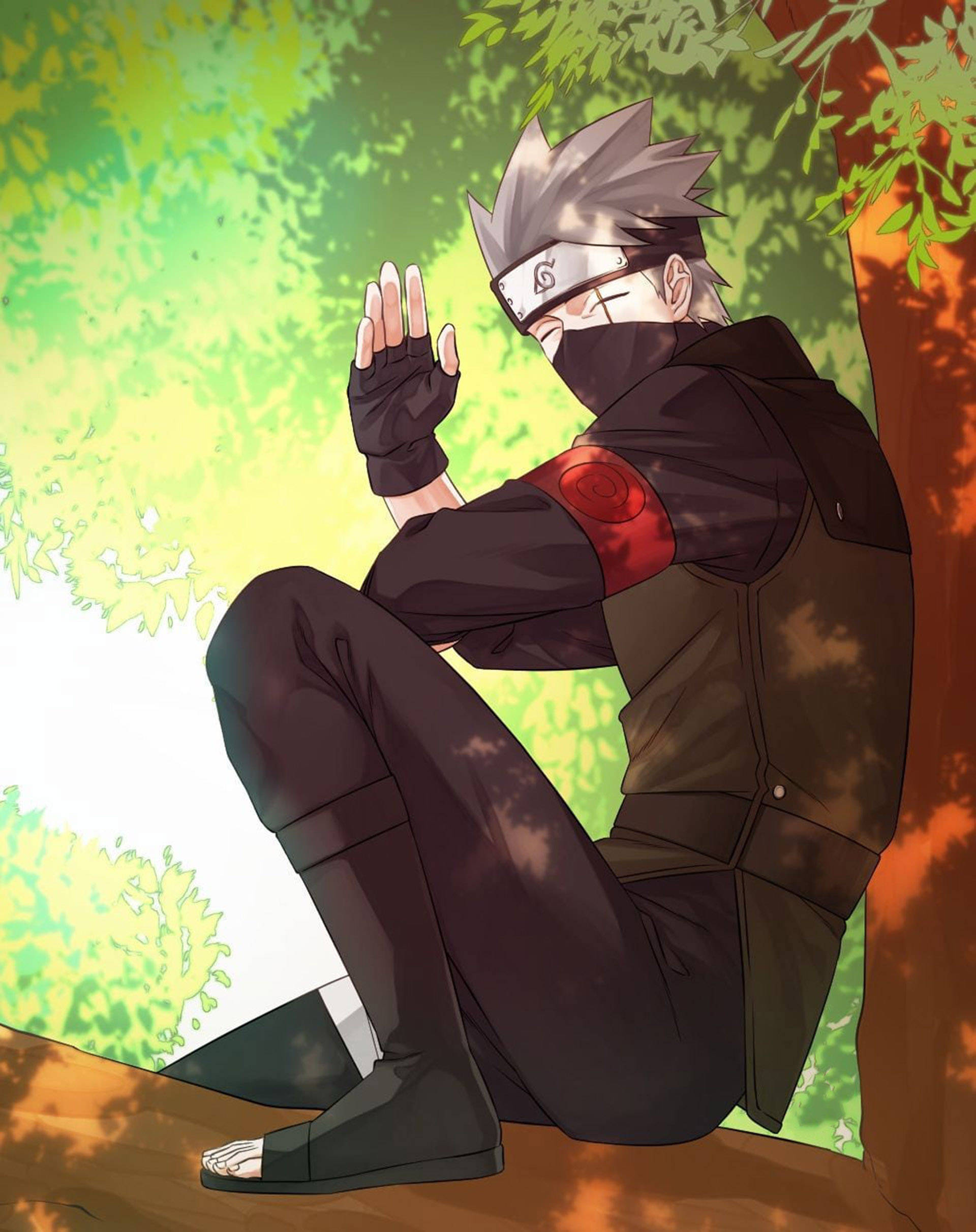 Kakashi, masked ninja, silver hair, Full HD Phone Wallpaper