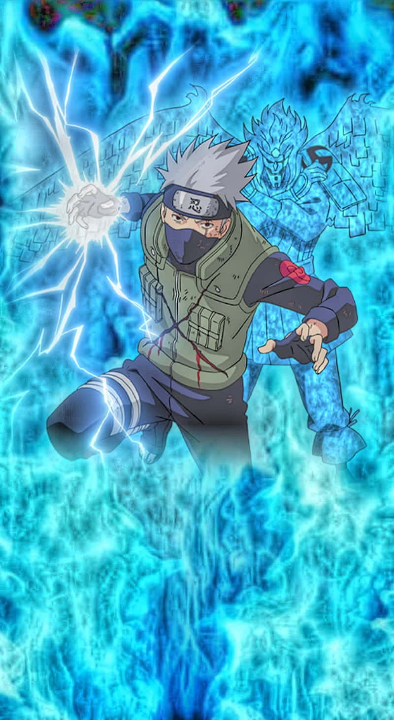 Kakashi, Susanoo, blue lightning energy, HD Phone Wallpaper