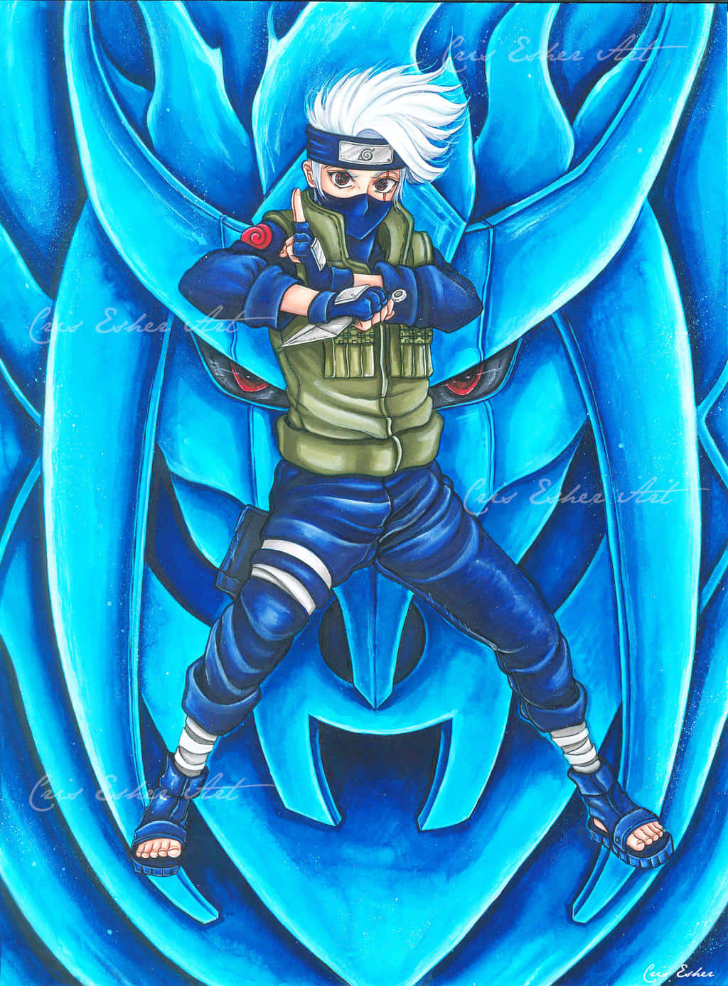 Kakashi, Susanoo, white hair, HD Phone Wallpaper
