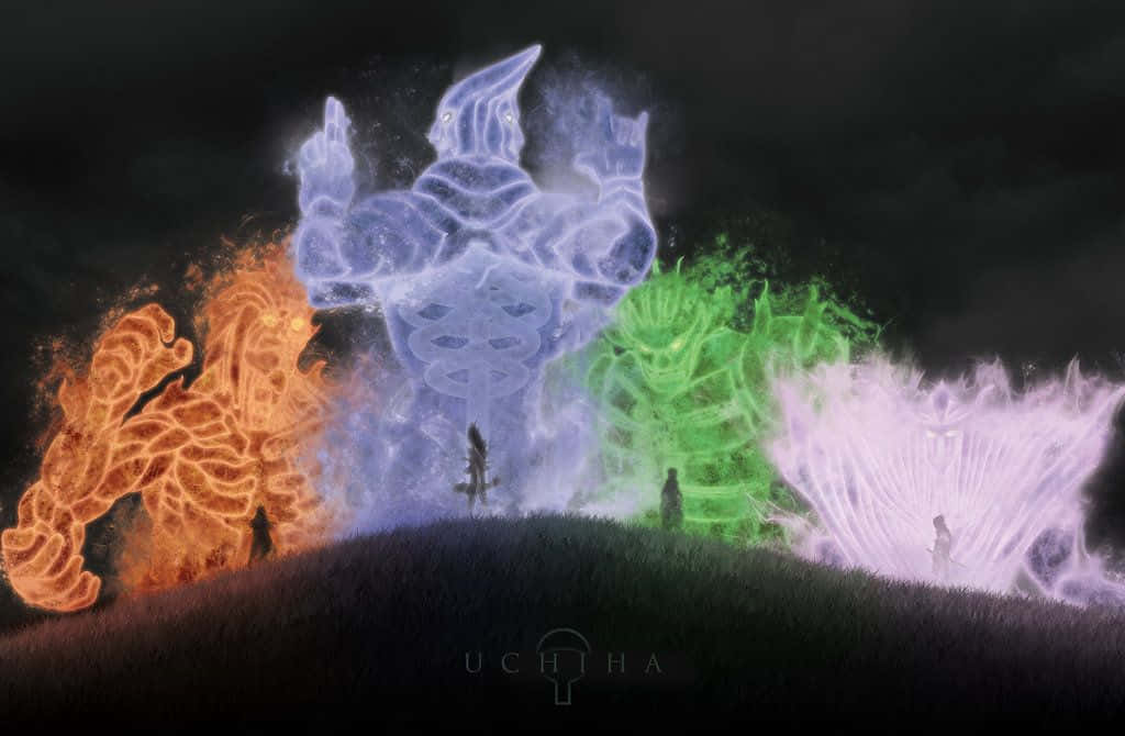 Kakashi, Susanoo, fiery orange, SD Desktop Wallpaper