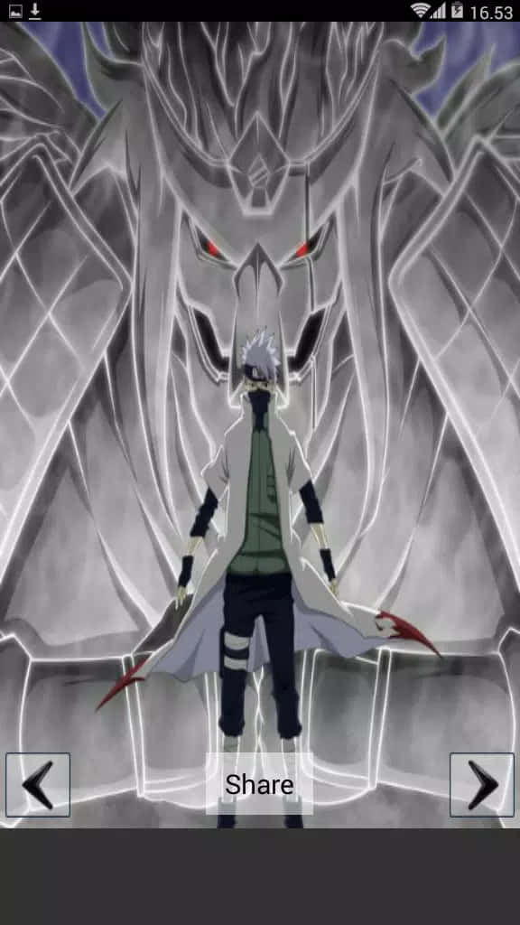 Kakashi Susanoo, silver-haired anime character, massive glowing white dragon, SD Phone Wallpaper