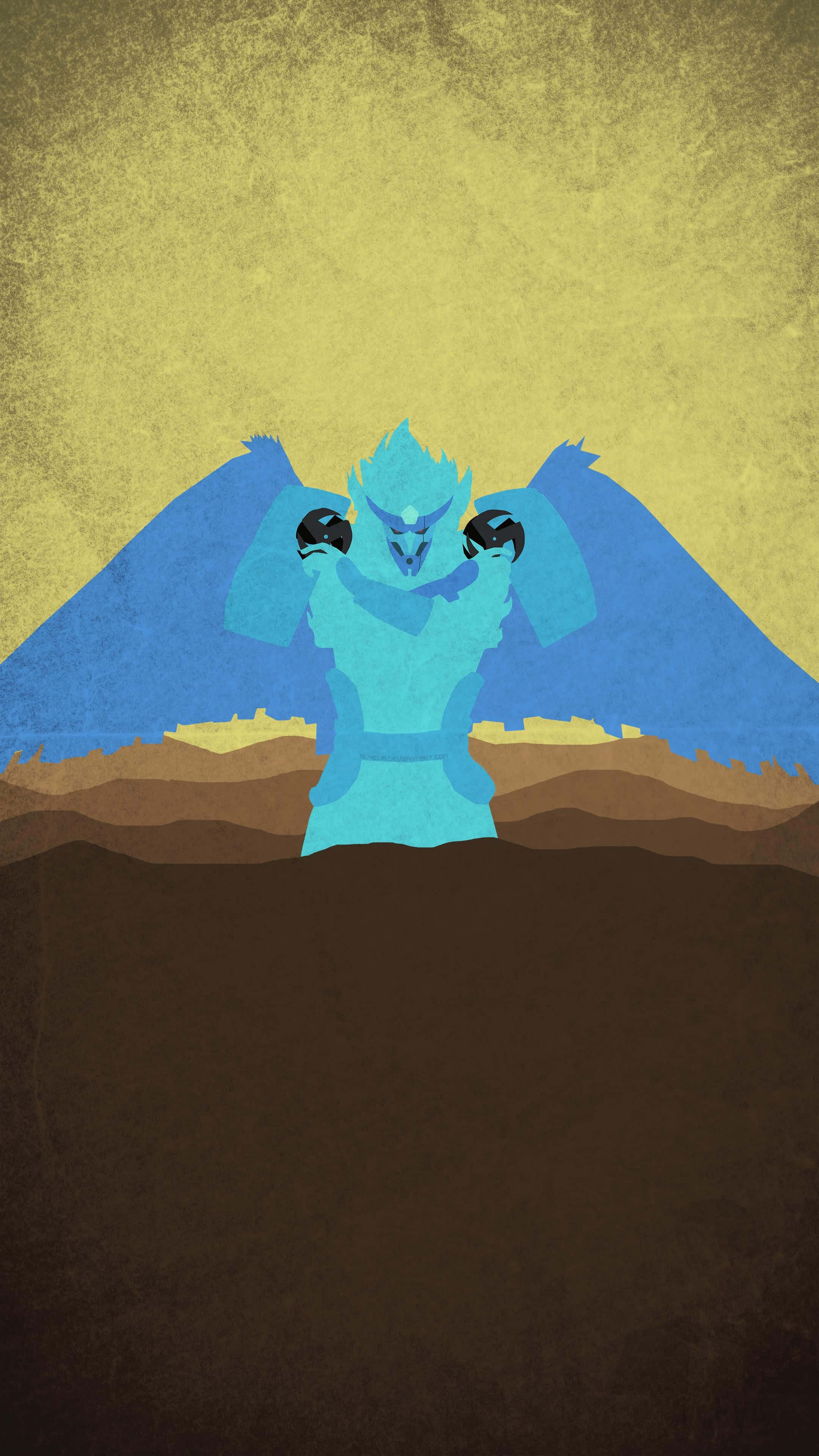 Kakashi Susanoo, blue winged creature, glowing eyes, 4K Phone Wallpaper