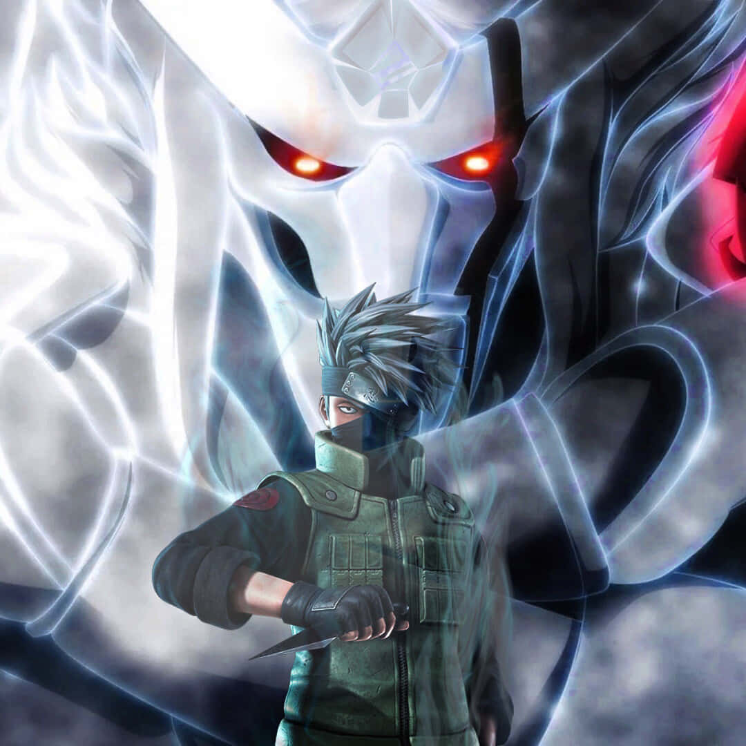 Kakashi Susanoo, masked ninja, colossal white masked entity, SD Desktop Wallpaper