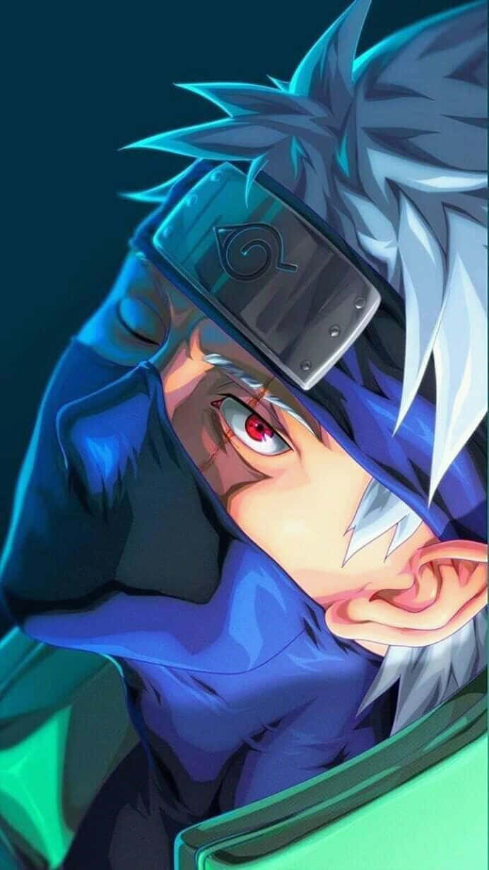 Kakashi Susanoo, spiky silver hair, red eye, SD Phone Wallpaper