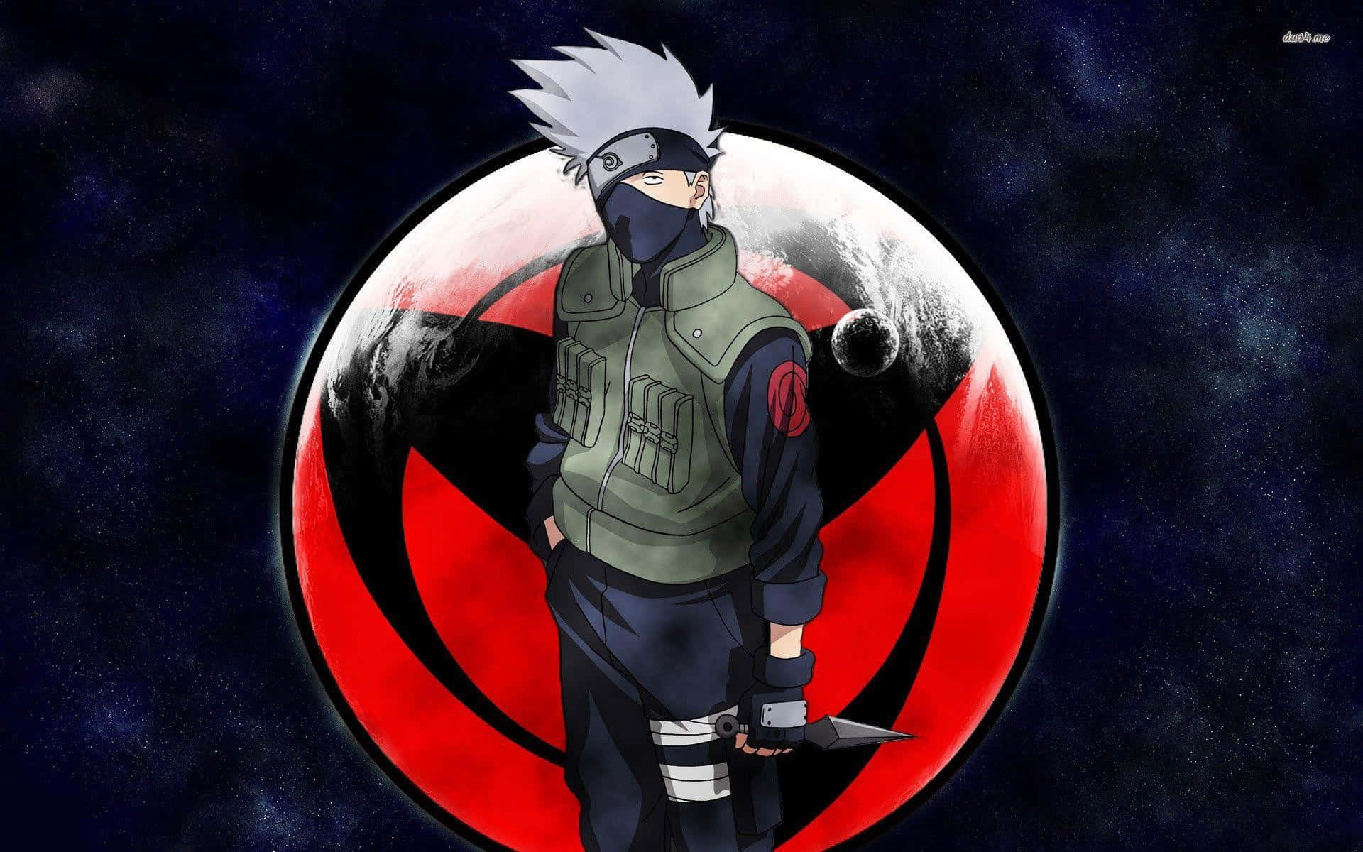 Kakashi Susanoo, spiky white hair, red and black spiral emblem, Full HD Desktop Wallpaper