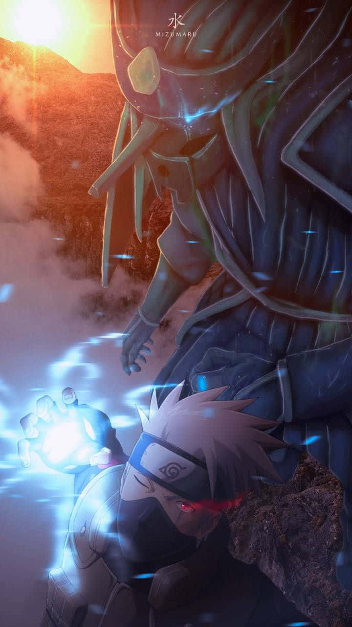 Kakashi Susanoo, glowing blue chakra, classic Japanese armor, HD Phone Wallpaper