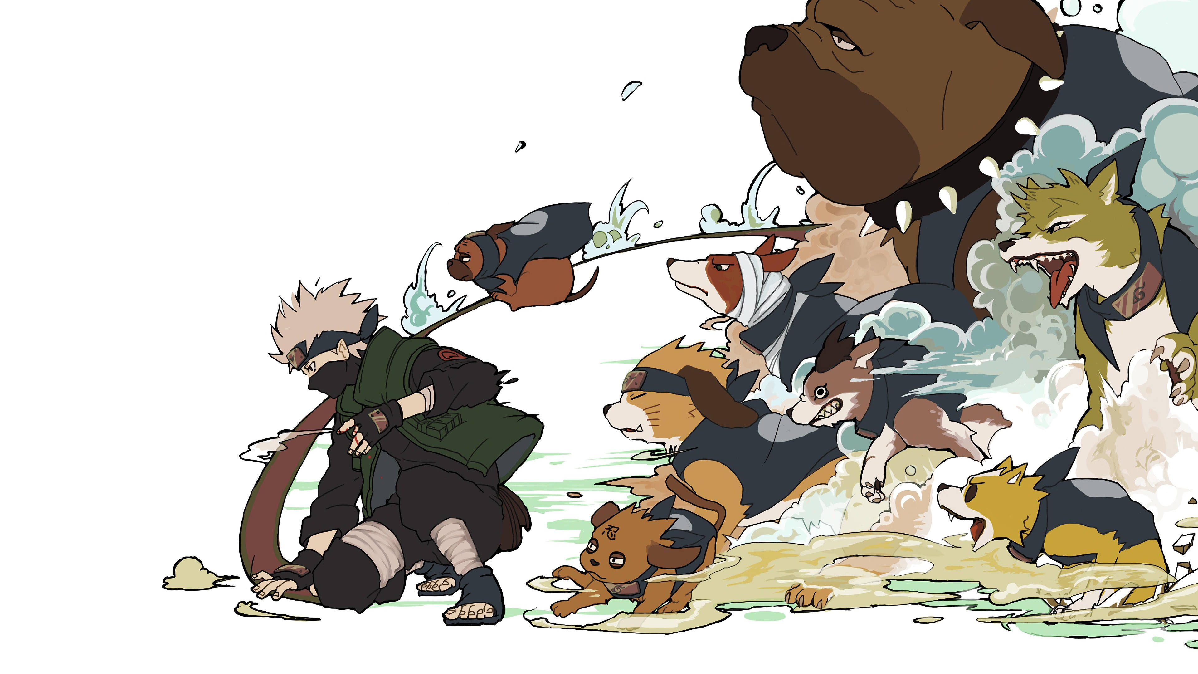 Kakashi, anthropomorphic dogs, ninja, 4K Desktop Wallpaper