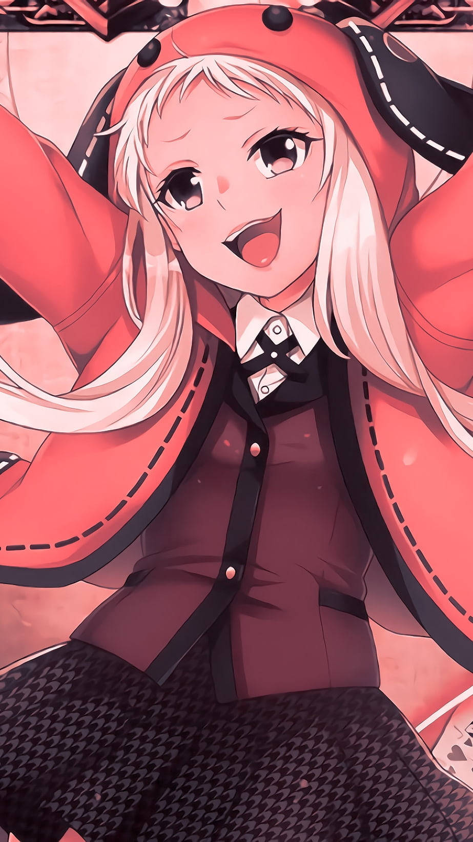 Kakegurui Runa, blonde hair, red hooded jacket, HD Phone Wallpaper