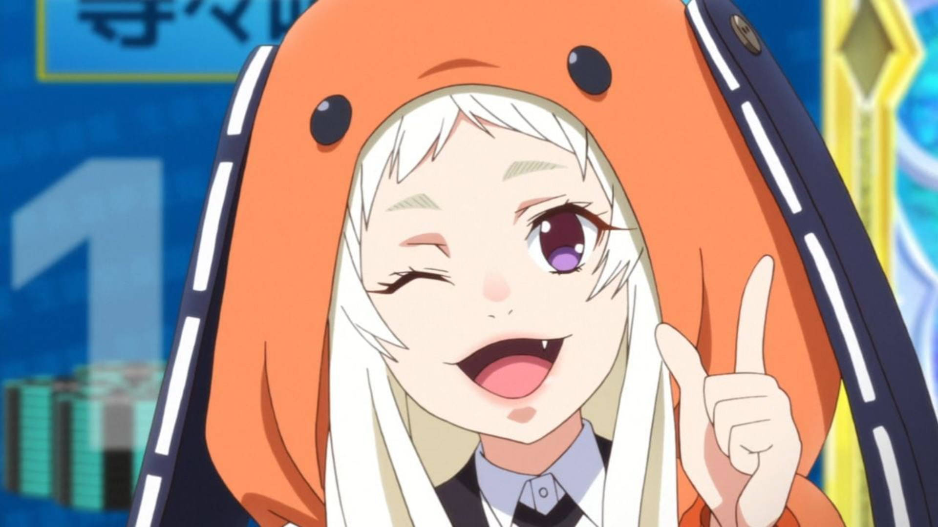 Kakegurui Runa, white hair, purple eyes, Full HD Desktop Wallpaper