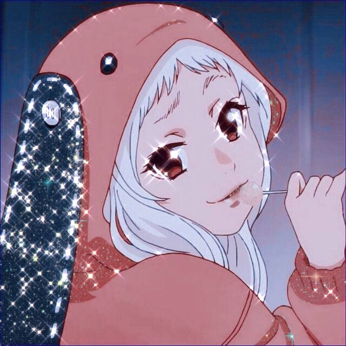 Kakegurui Runa, silver hair, pink hoodie, SD Desktop Wallpaper