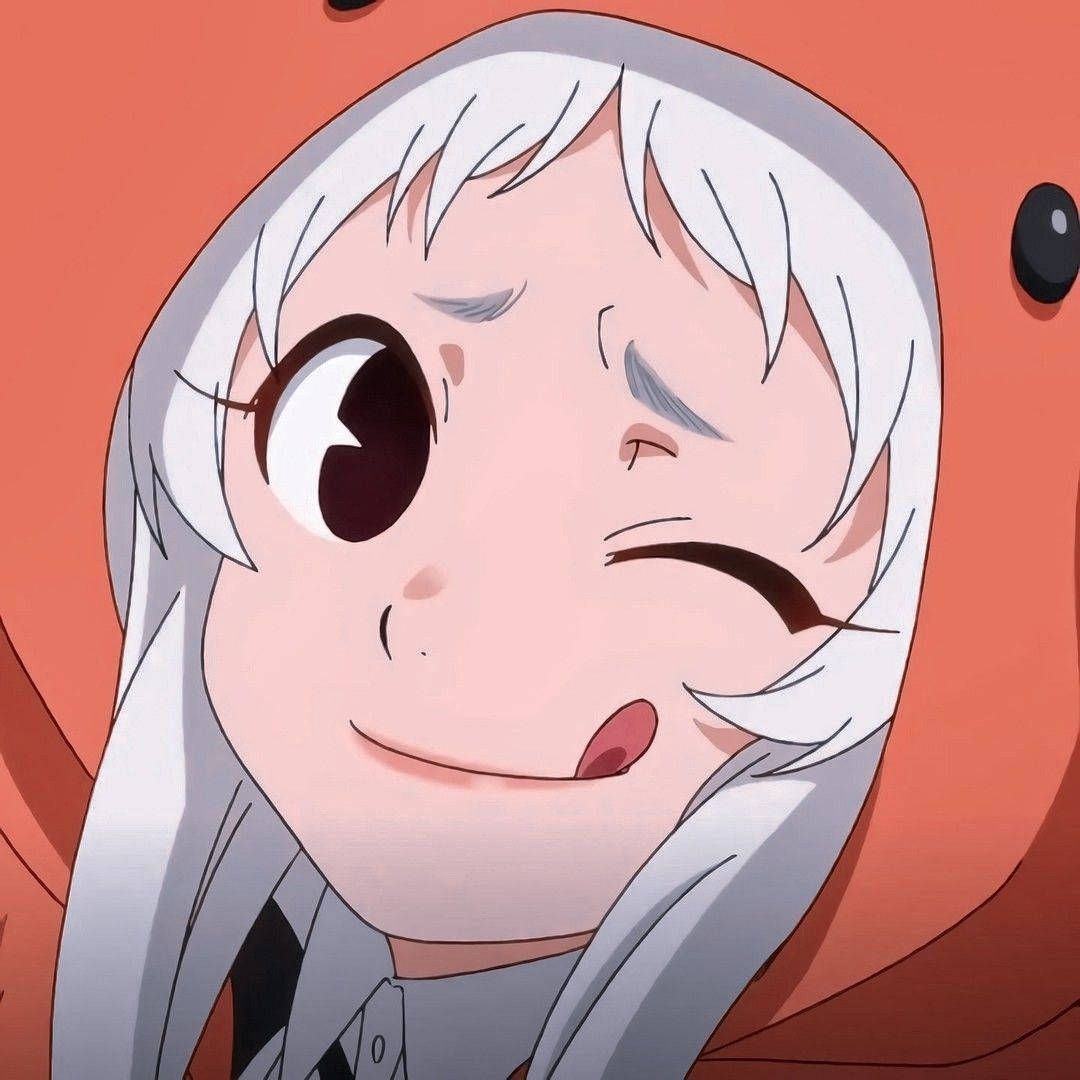 Kakegurui Runa, silver hair, tongue sticking out, SD Desktop Wallpaper