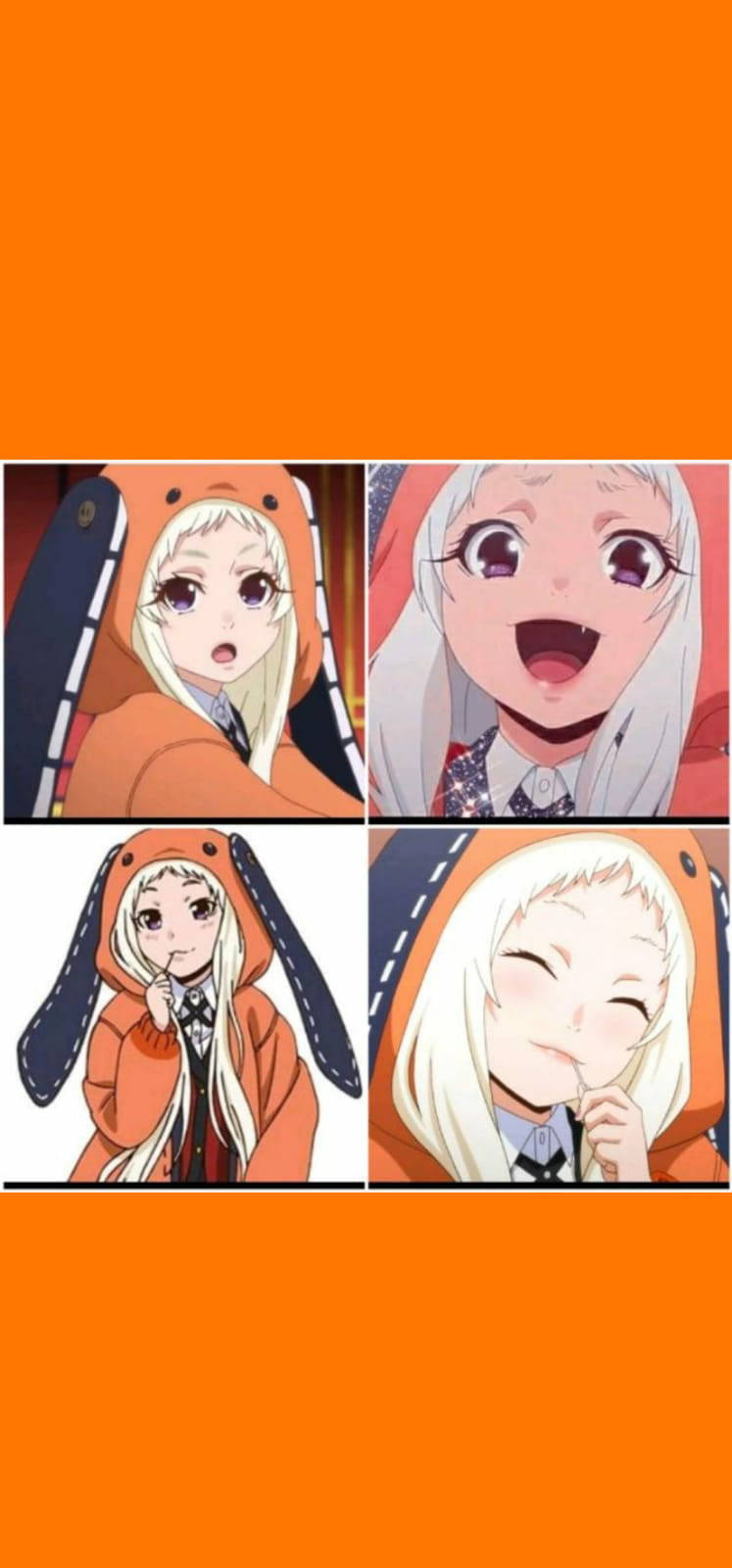 Kakegurui Runa, blonde girl, orange hoodie, HD Phone Wallpaper