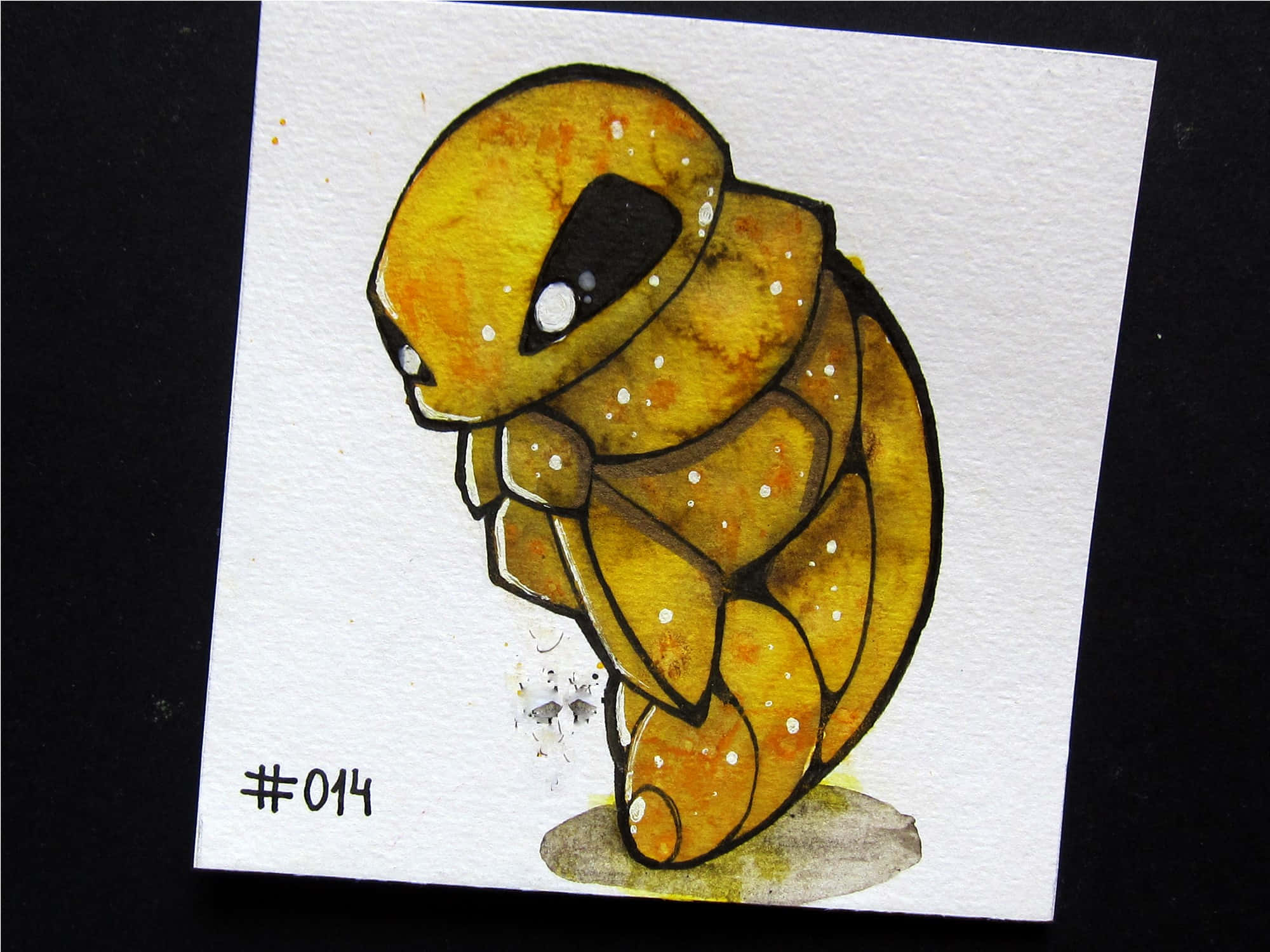 Kakuna, watercolor illustration, yellow turtle-like creature, Full HD Desktop Wallpaper