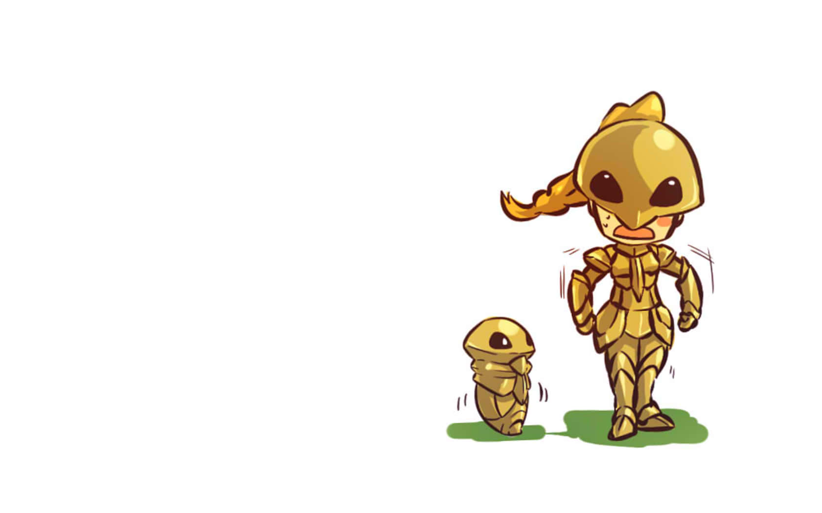 Kakuna, chibi-style, golden armored, HD Desktop Wallpaper