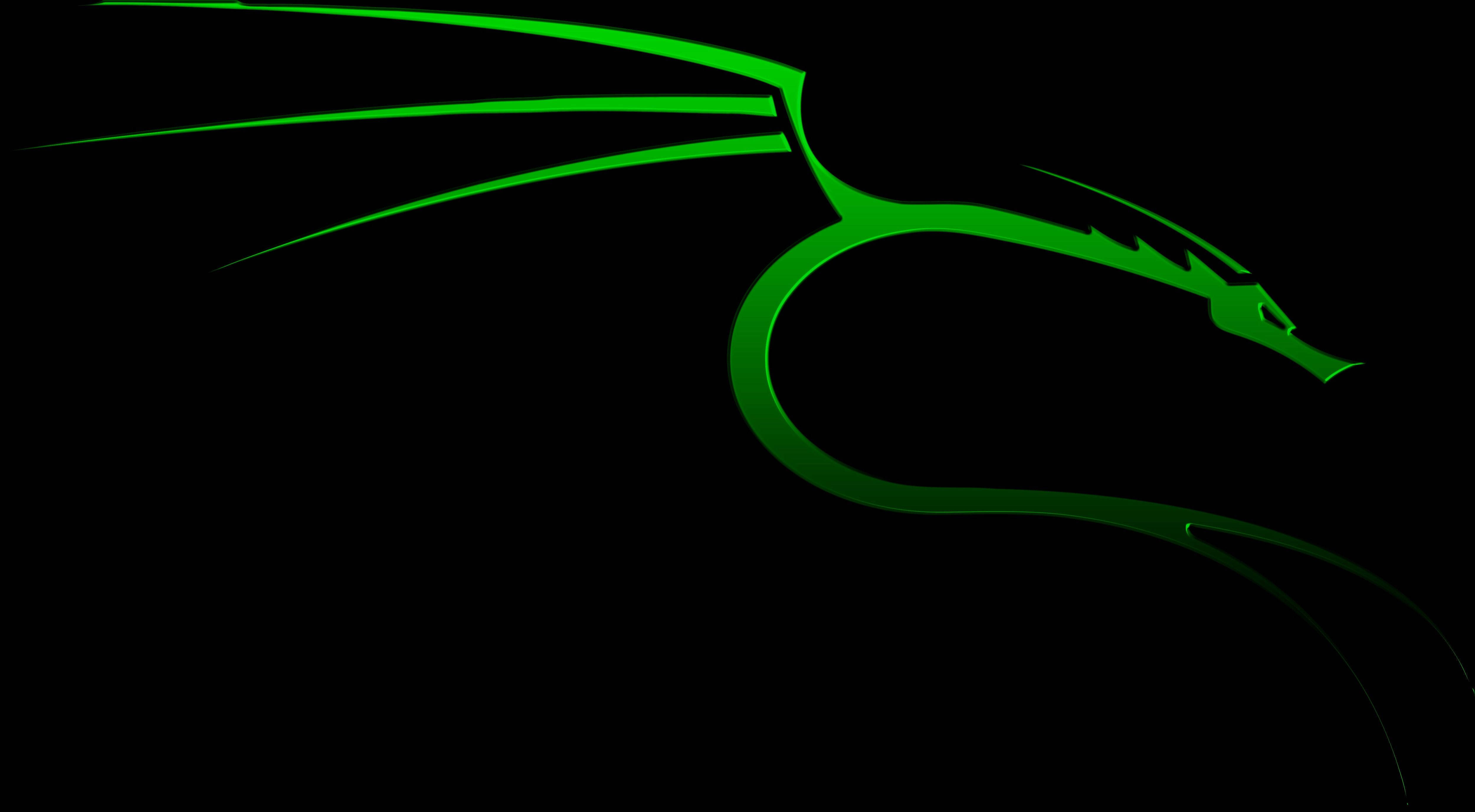 Kali Linux, neon dragon logo, glowing green, 4K Desktop Wallpaper