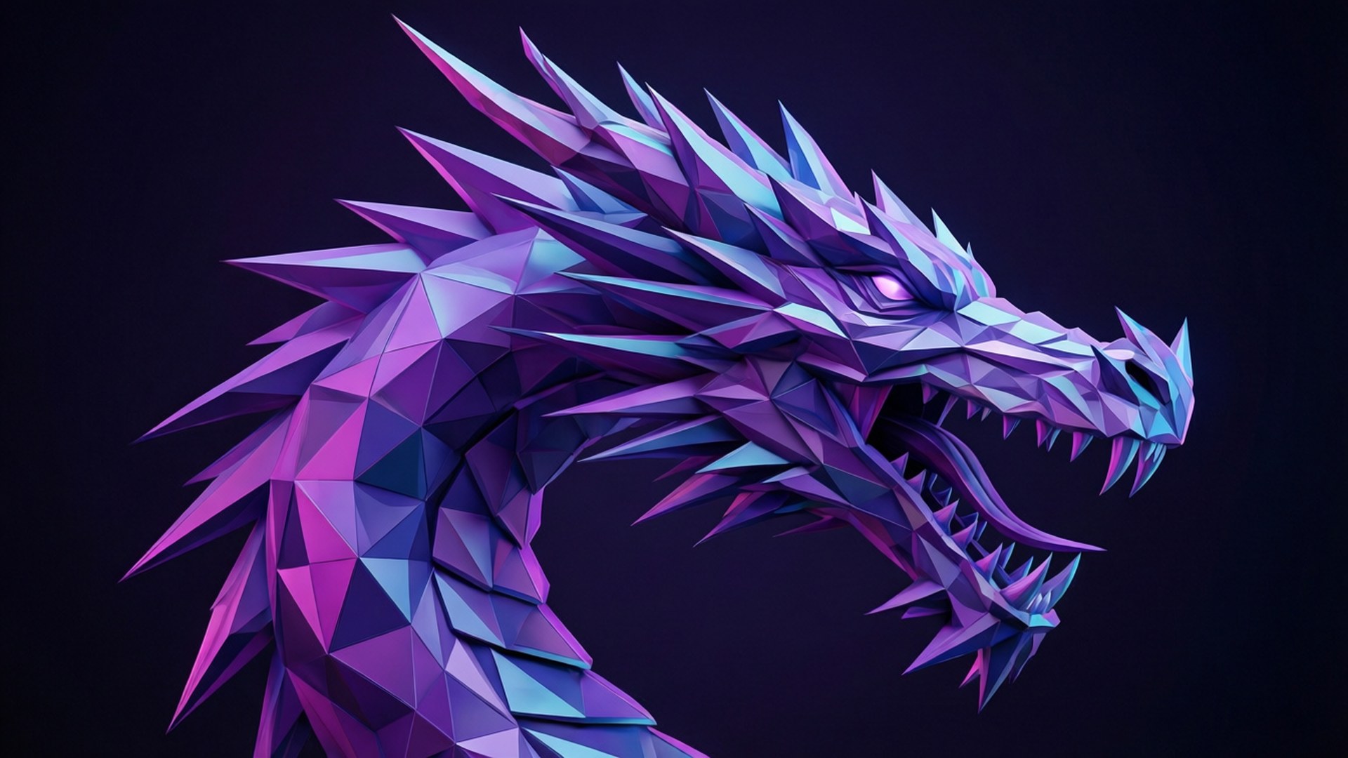 low poly dragon, Kali Linux, purple, Full HD Desktop Wallpaper