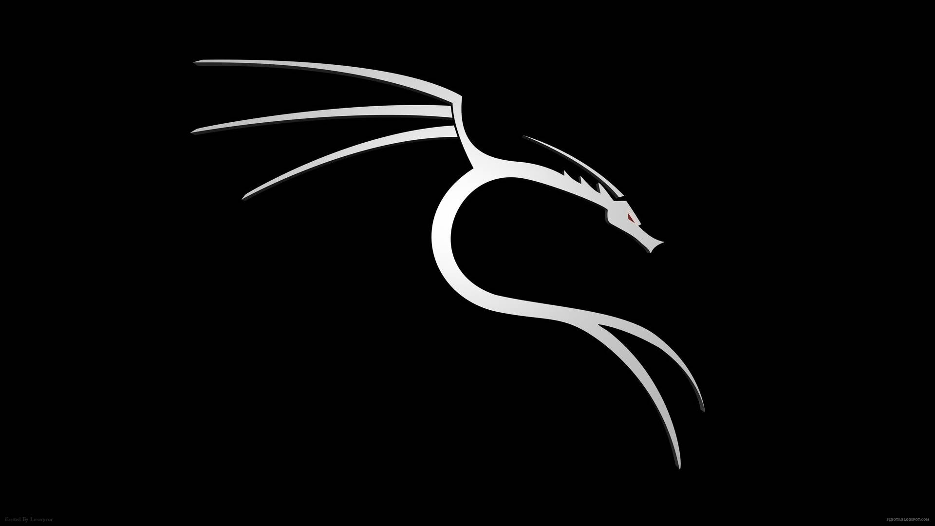 Kali Linux, white dragon silhouette, glowing red eye, Full HD Desktop Wallpaper