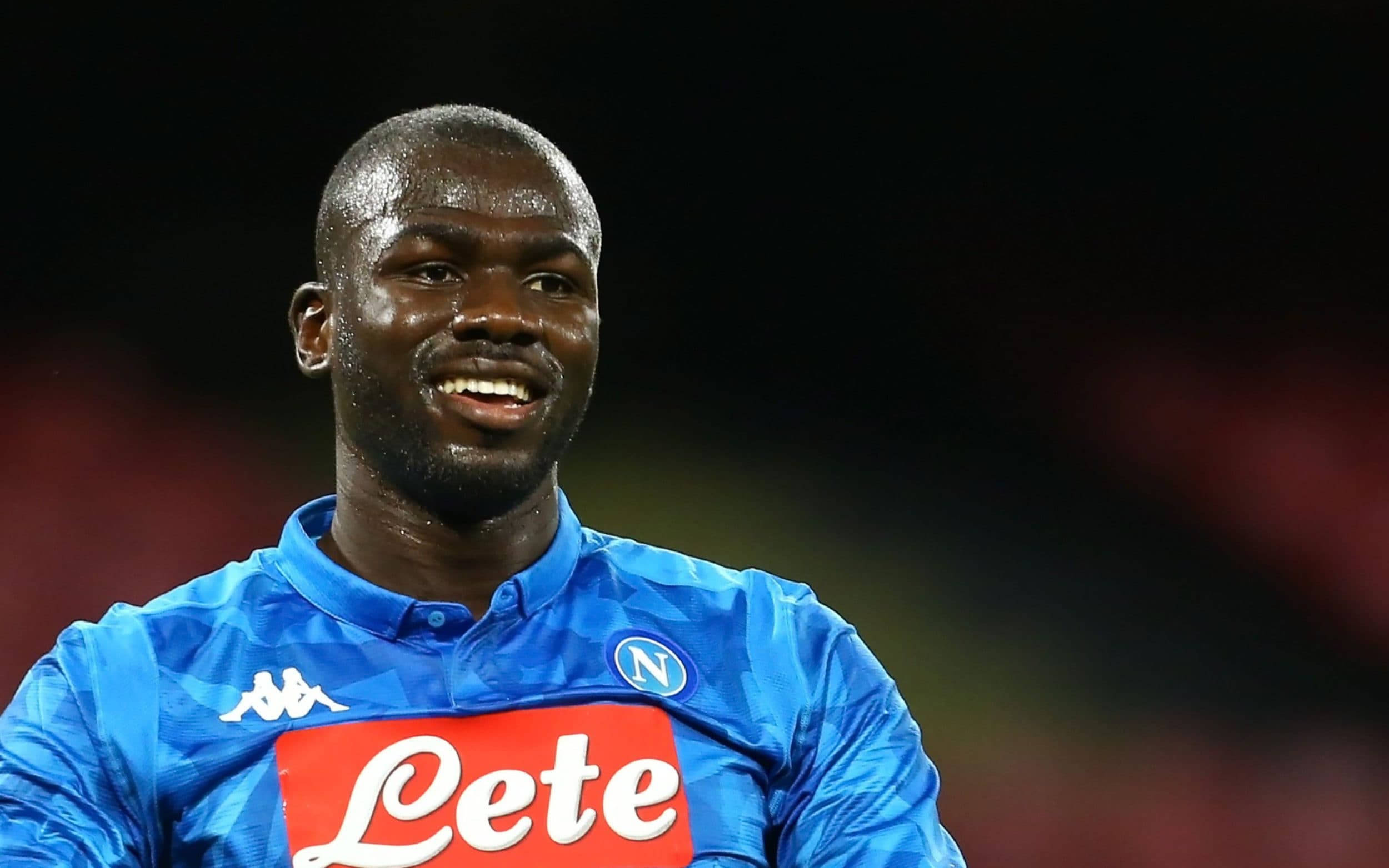 Kalidou Koulibaly, blue Napoli jersey, Lete sponsor logo, Full HD Desktop Wallpaper