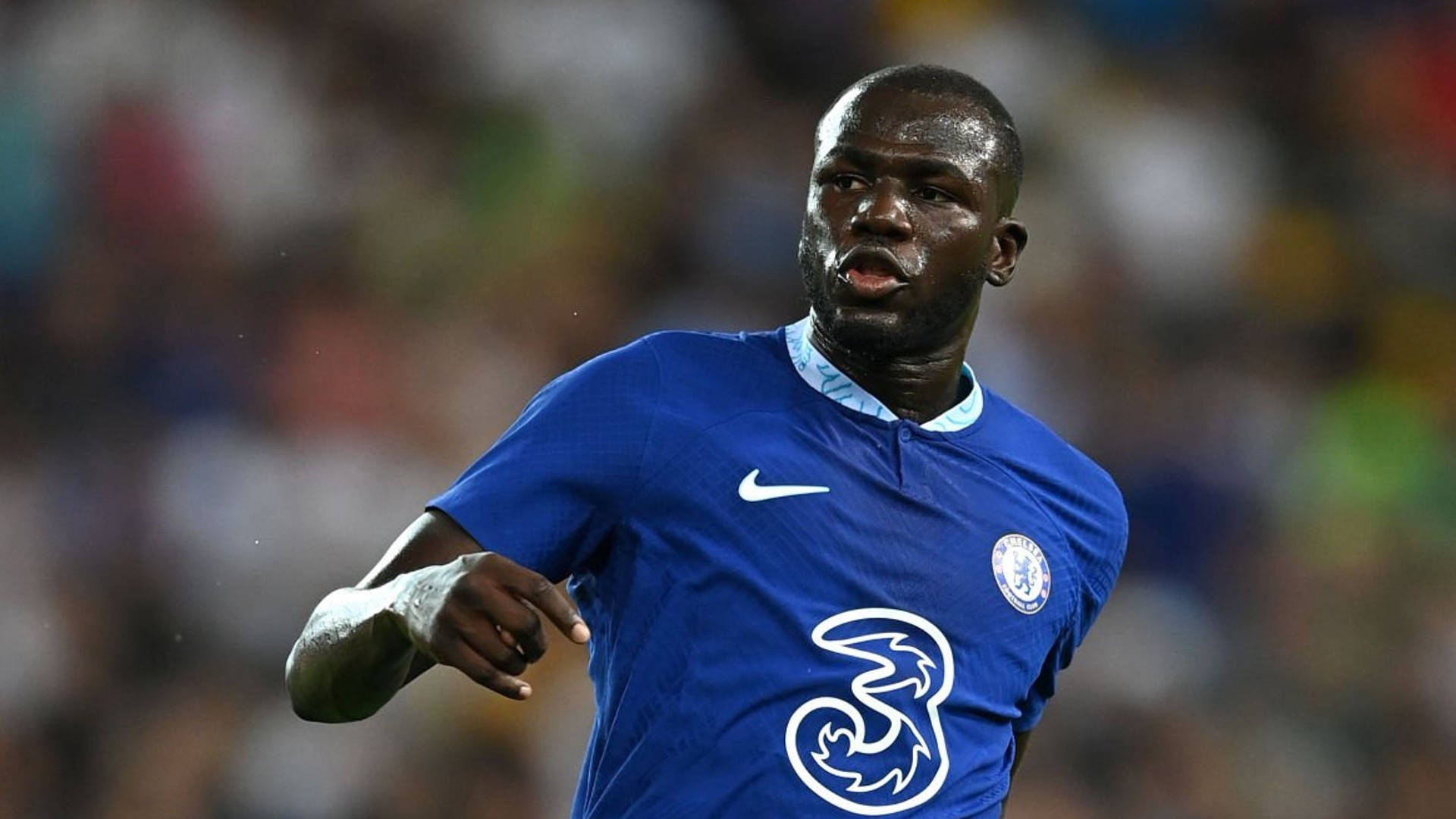 Kalidou Koulibaly, blue Chelsea jersey, night match, Full HD Desktop Wallpaper