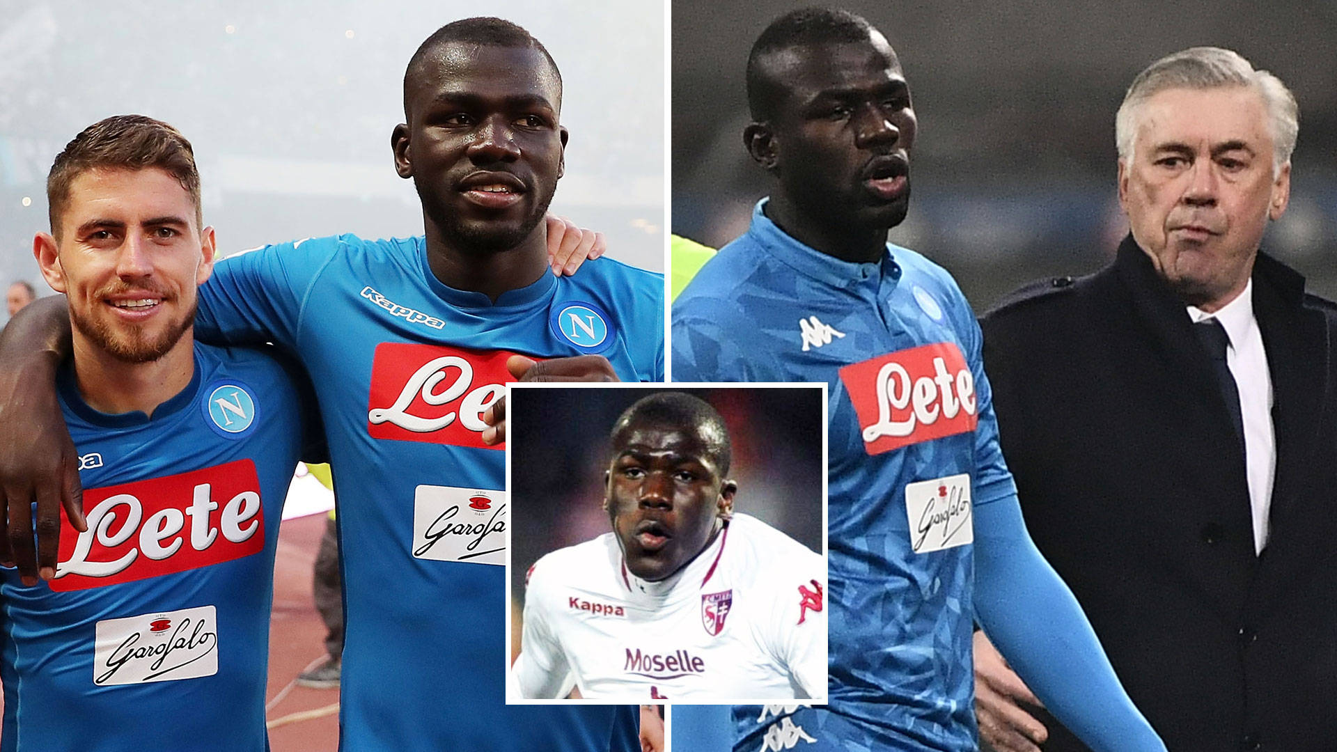 Kalidou Koulibaly, blue Napoli jerseys, stadium setting, Full HD Desktop Wallpaper