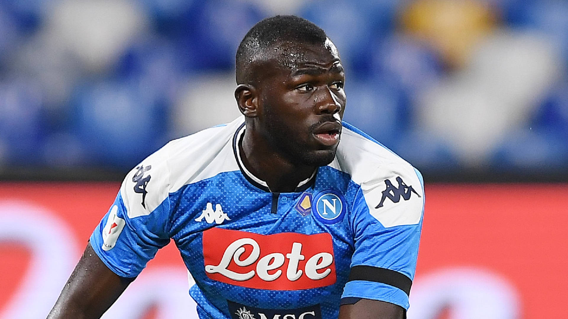 Kalidou Koulibaly, blue and white Napoli jersey, Lete sponsor logo, Full HD Desktop Wallpaper