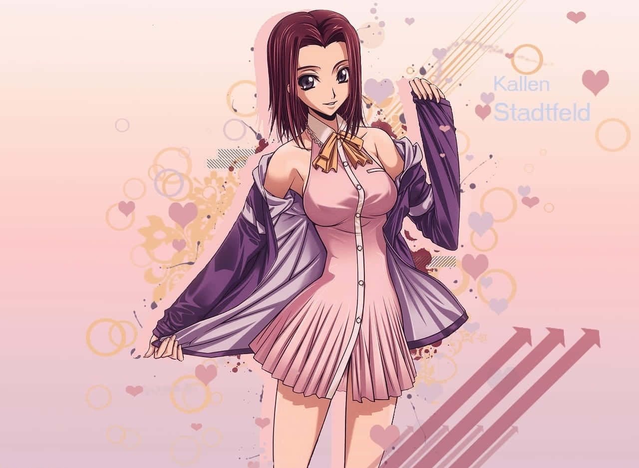 Kallen Stadtfeld, maroon hair, pink dress, HD Desktop Wallpaper