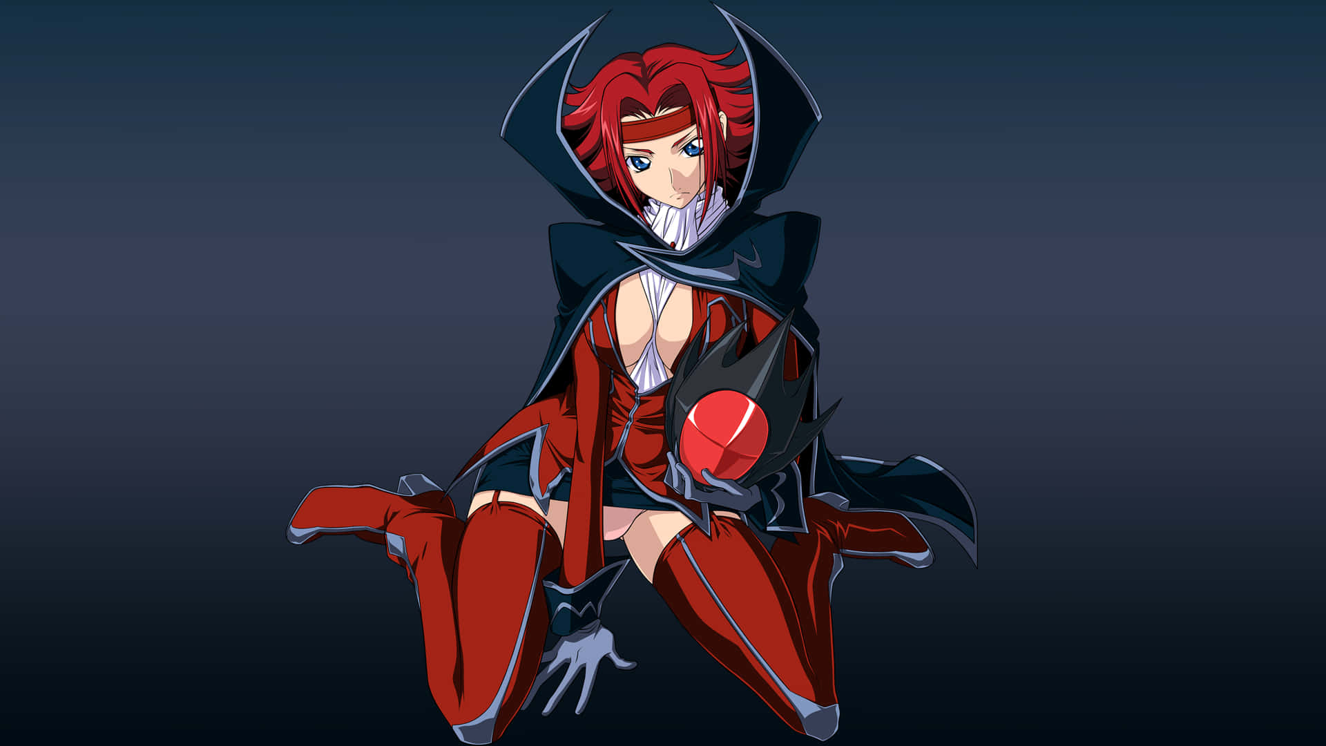 Kallen Stadtfeld, red-haired anime girl, red and black outfit, Full HD Desktop Wallpaper