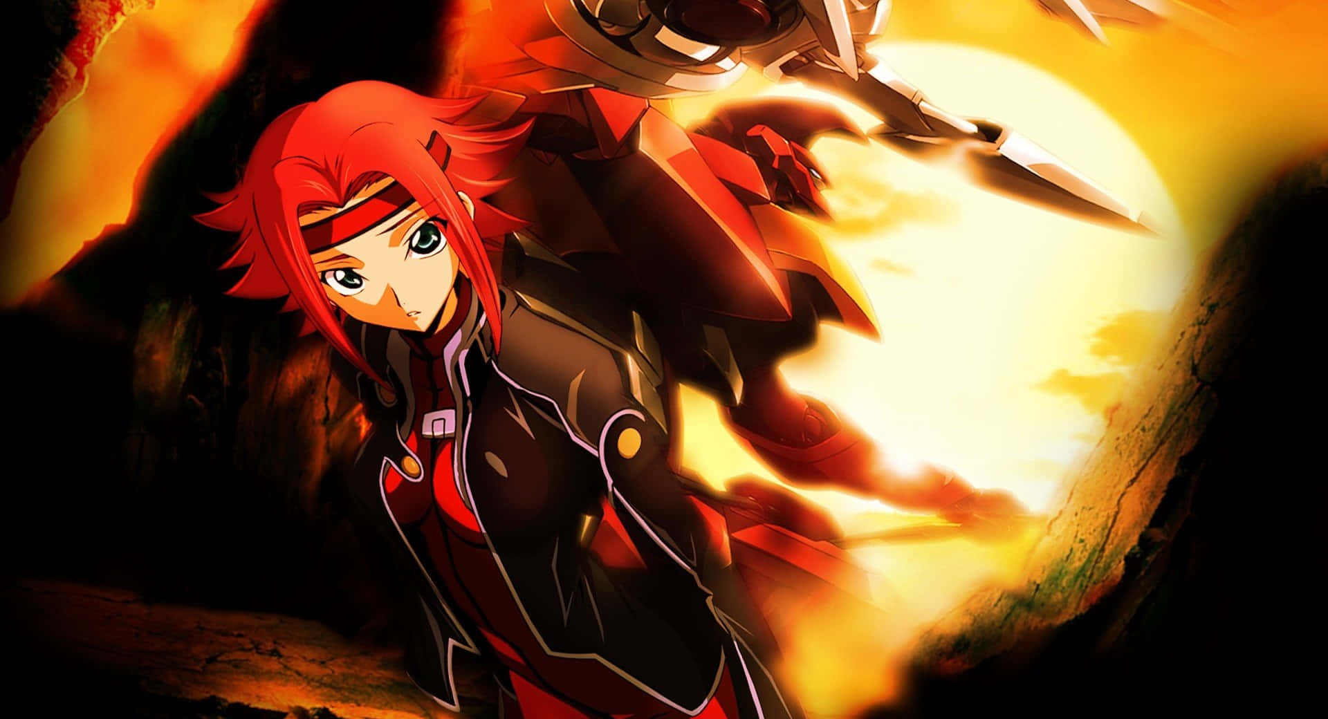 Kallen Stadtfeld, red-haired anime girl, black armor, Full HD Desktop Wallpaper