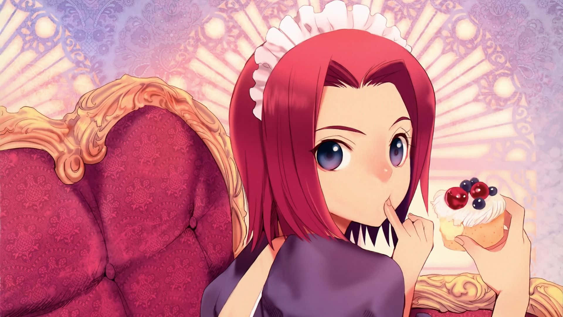 Kallen Stadtfeld, red-haired anime girl, maid outfit, Full HD Desktop Wallpaper