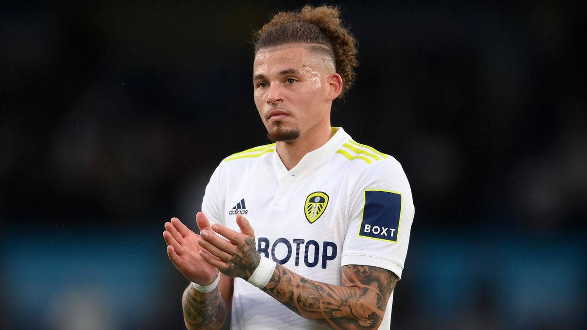 Kalvin Phillips, white jersey, yellow accents, SD Desktop Wallpaper