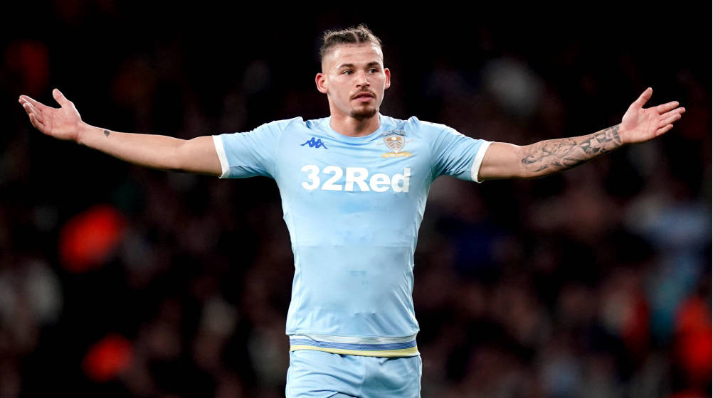 Kalvin Phillips, light blue jersey, stadium field, SD Desktop Wallpaper