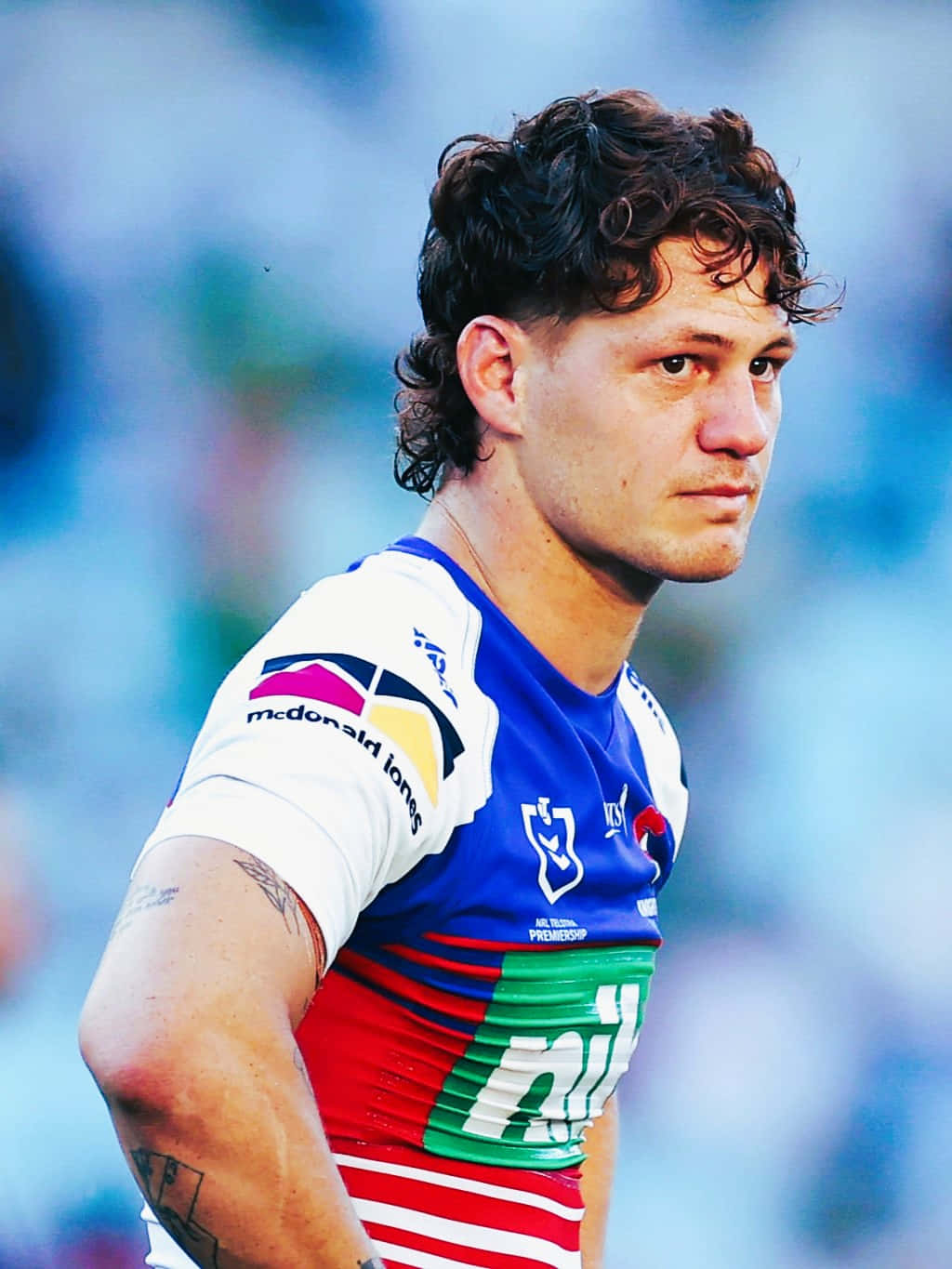 Kalyn Ponga, blue white and red jersey, tattoos, HD Phone Wallpaper
