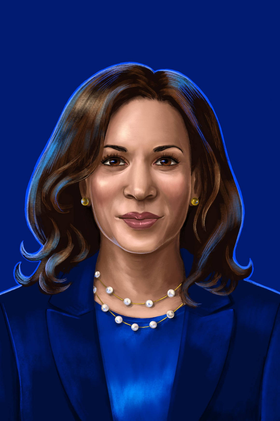 Kamala Harris, royal blue suit, pearl necklace, HD Phone Wallpaper