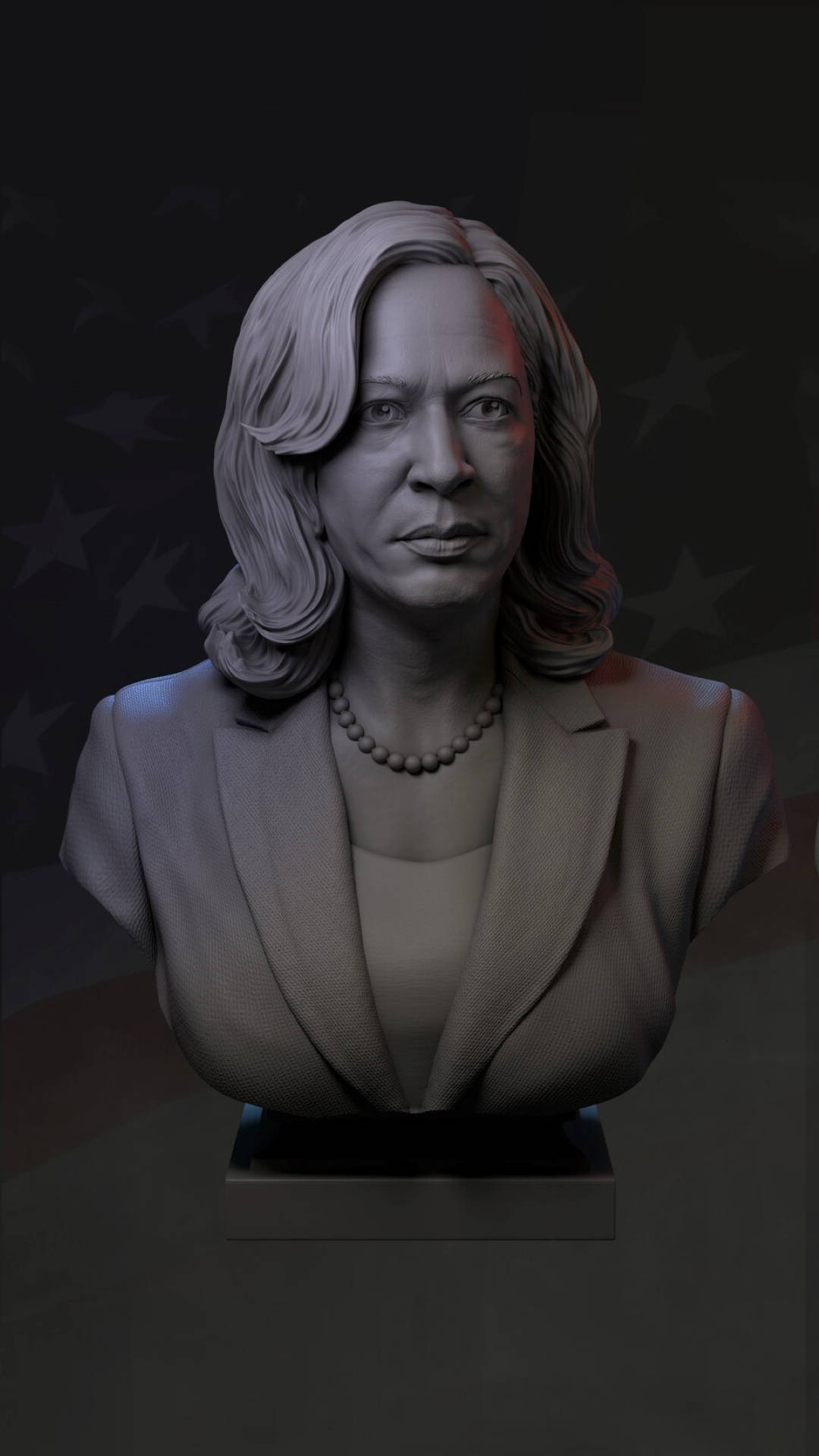 V.P. Kamala Harris, 3d-rendered bust, blazer, Full HD Phone Wallpaper
