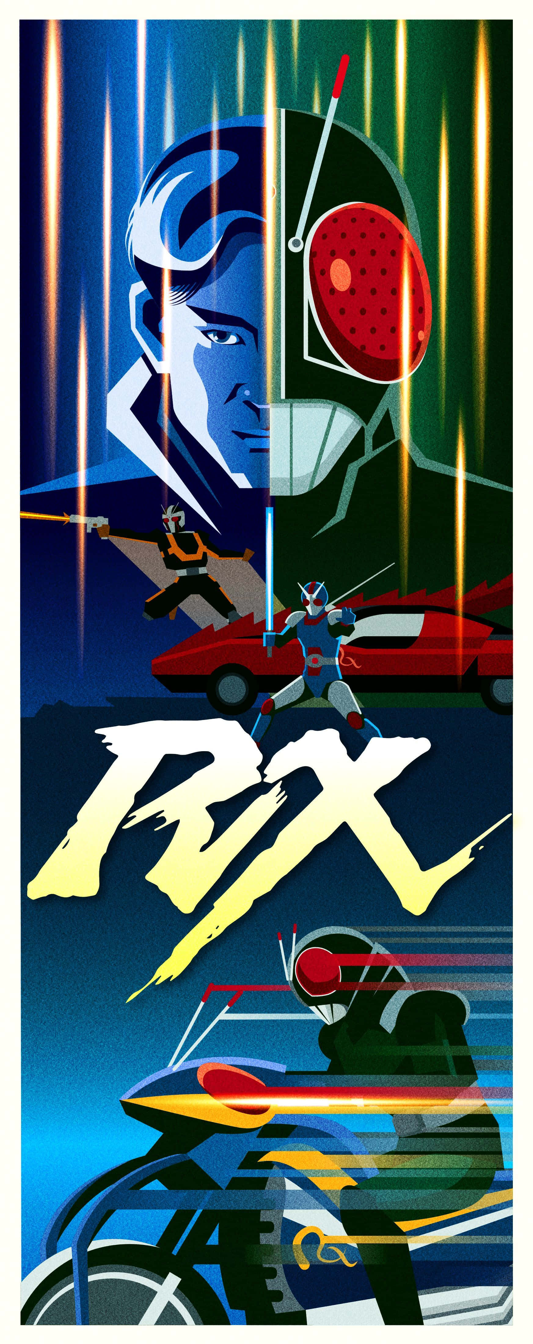Kamen Rider R X, red eye, red sports car, 4K Phone Wallpaper