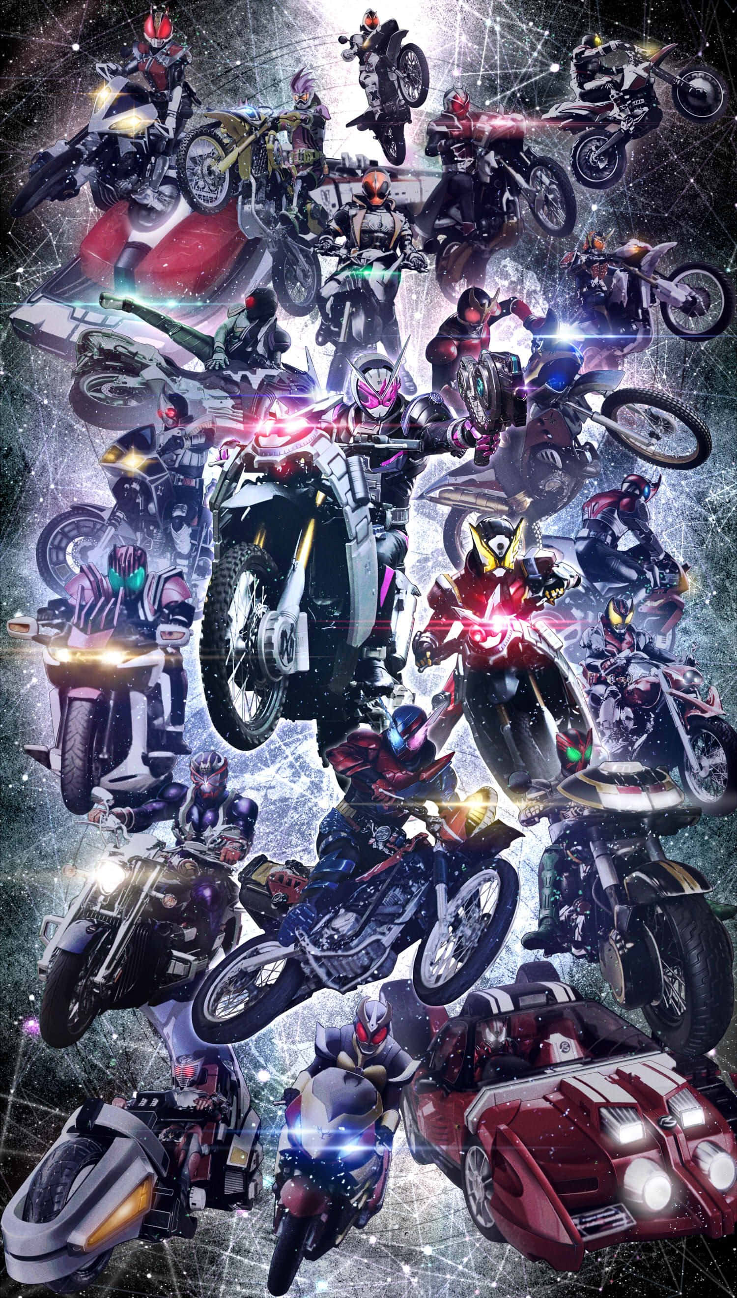 Kamen Rider, motorcycle, cosmic void, 2K Phone Wallpaper