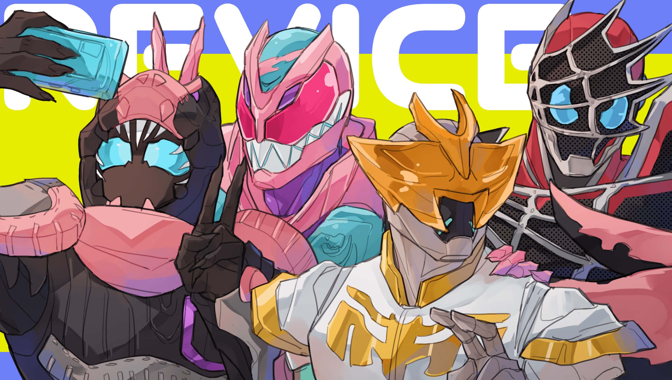Kamen Rider Vibrant, group artwork, colorful armor, Full HD Desktop Wallpaper