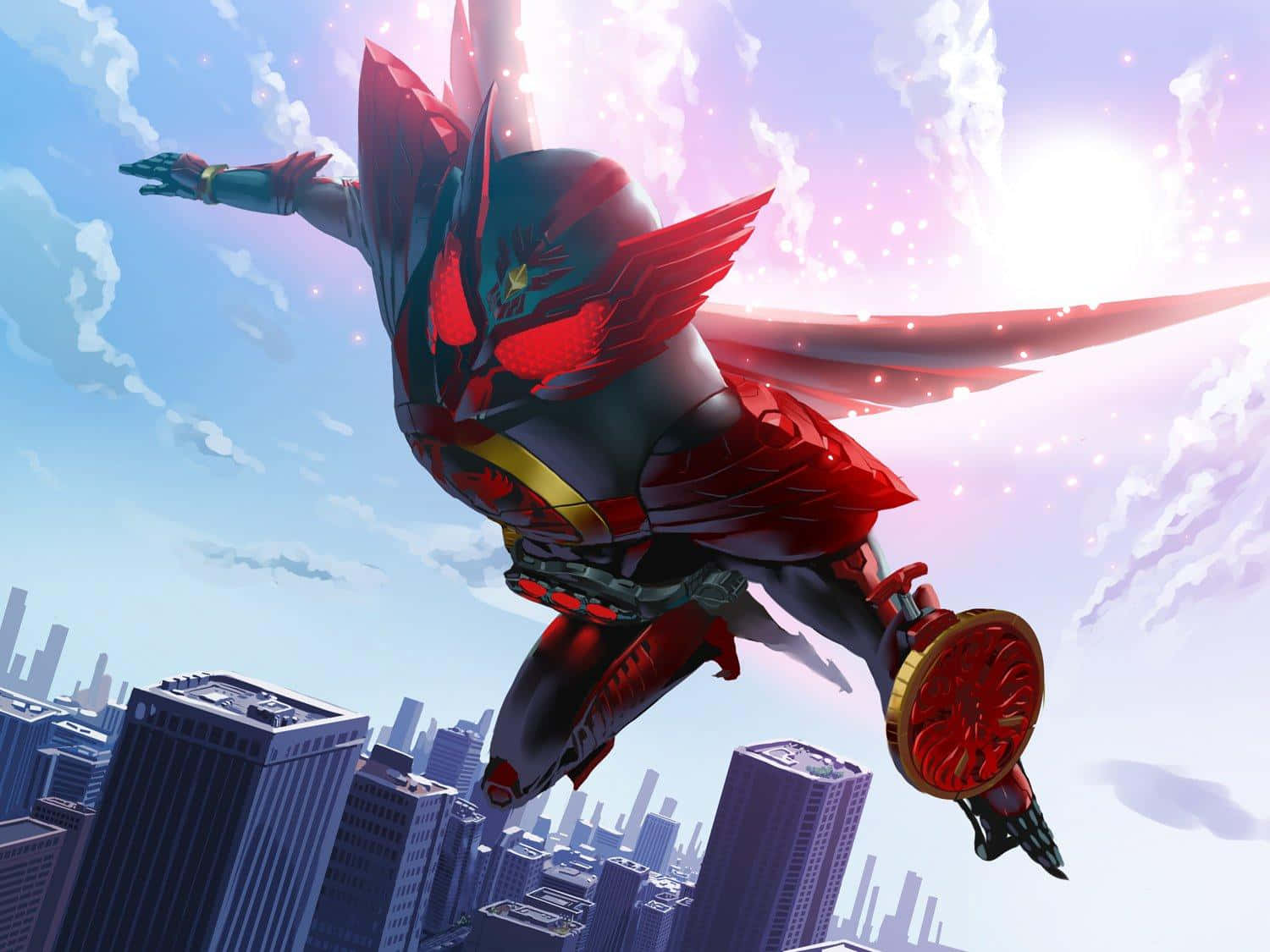 Kamen Rider, red and black armored hero, wing-like armor, HD Desktop Wallpaper