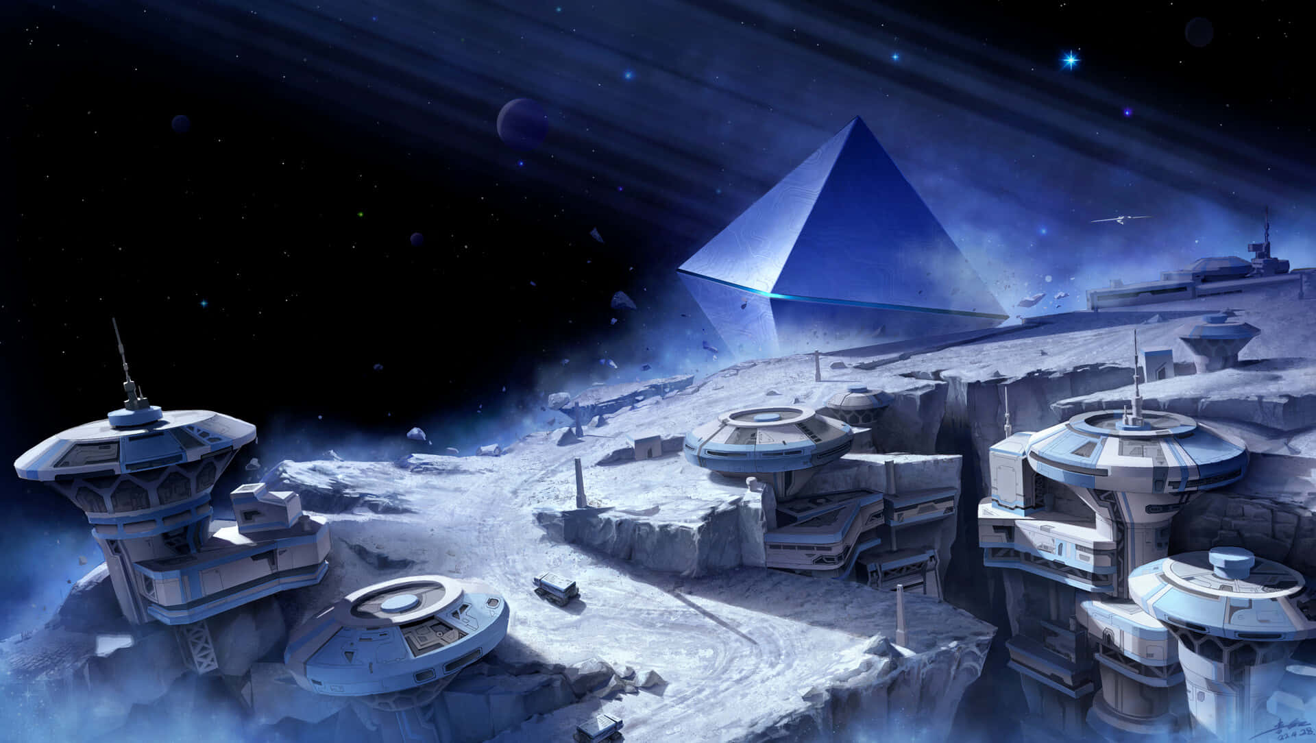 Kamino, oceanic surface, glowing pyramid, Full HD Desktop Wallpaper