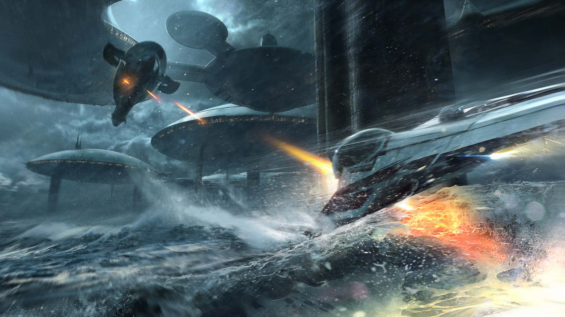Kamino, aerial view, aquatic planet, Full HD Desktop Wallpaper