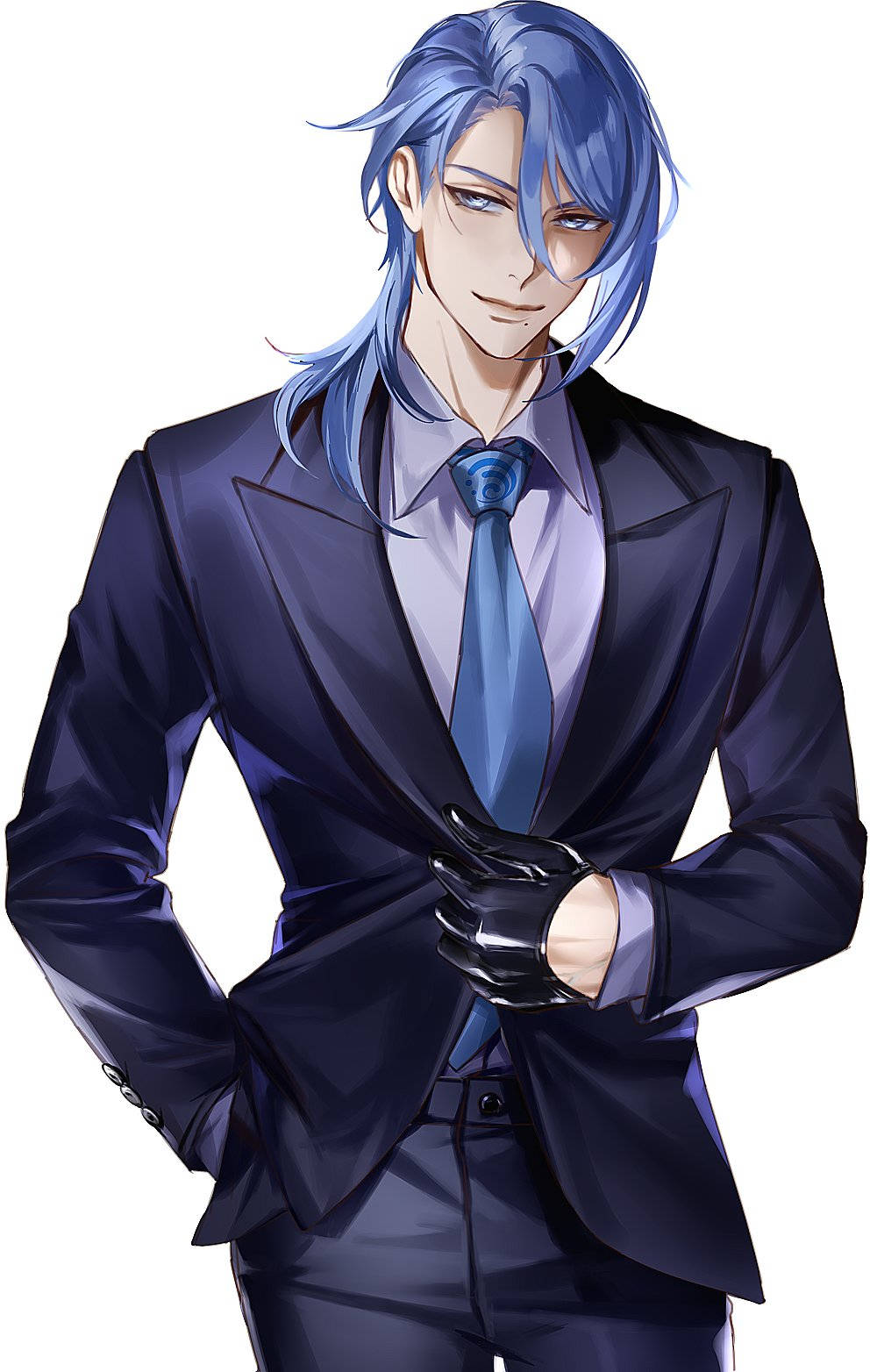 Kamisato Ayato, blue hair, gloved hands, HD Phone Wallpaper